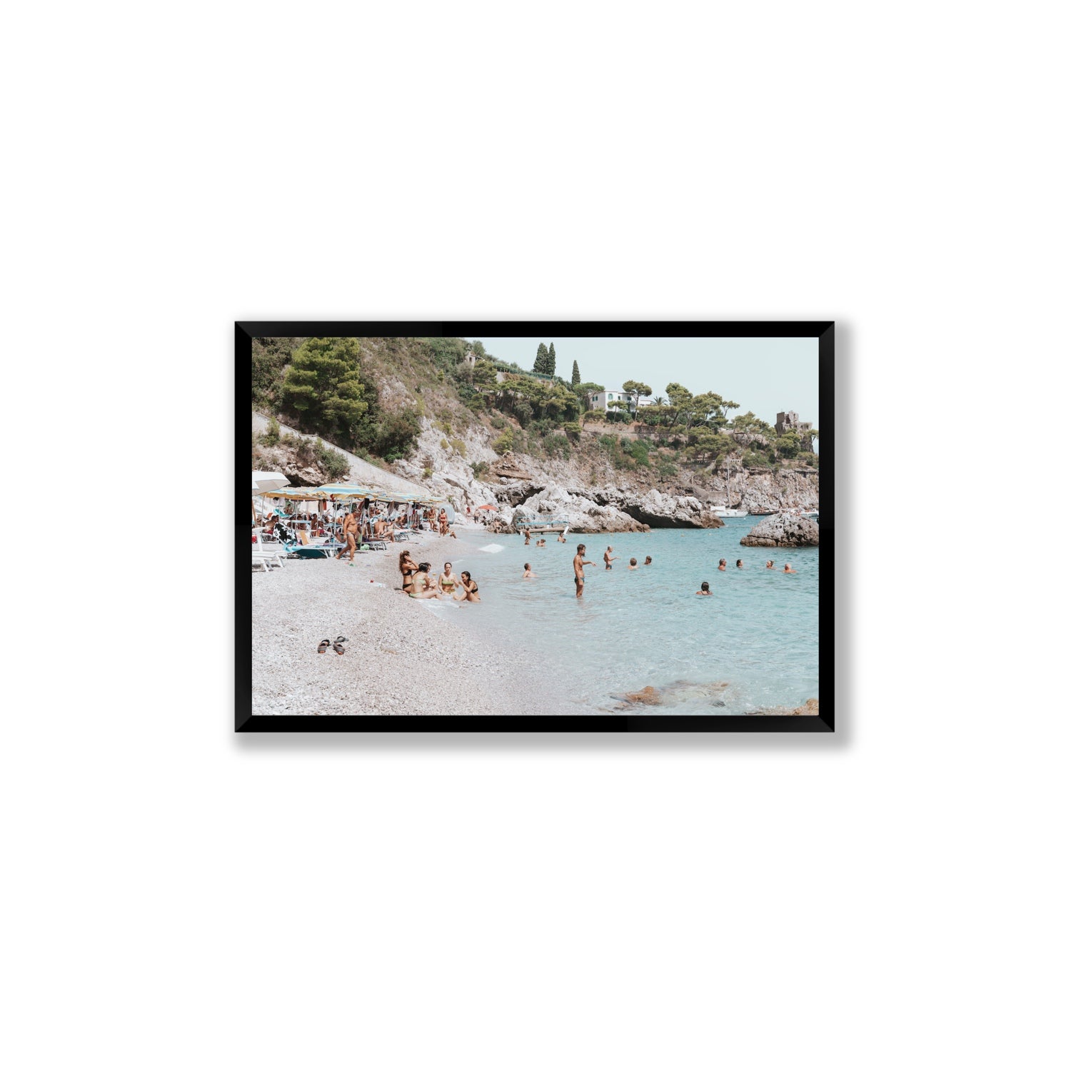 La Vacanza Amalfi Mediterranean wall art Large full-bleed fine art print in black frame
