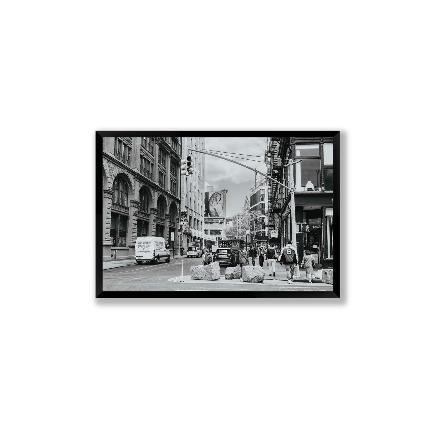 Inkwell Metropolis New York NYC Black & White wall art Large full-bleed fine art print in black frame