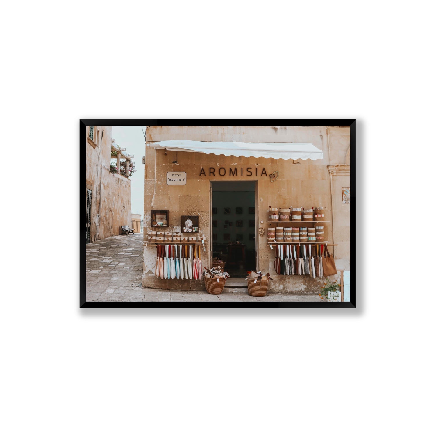 Aromisia Puglia Otranto Italian wall art Extra Large full-bleed fine art print in black frame