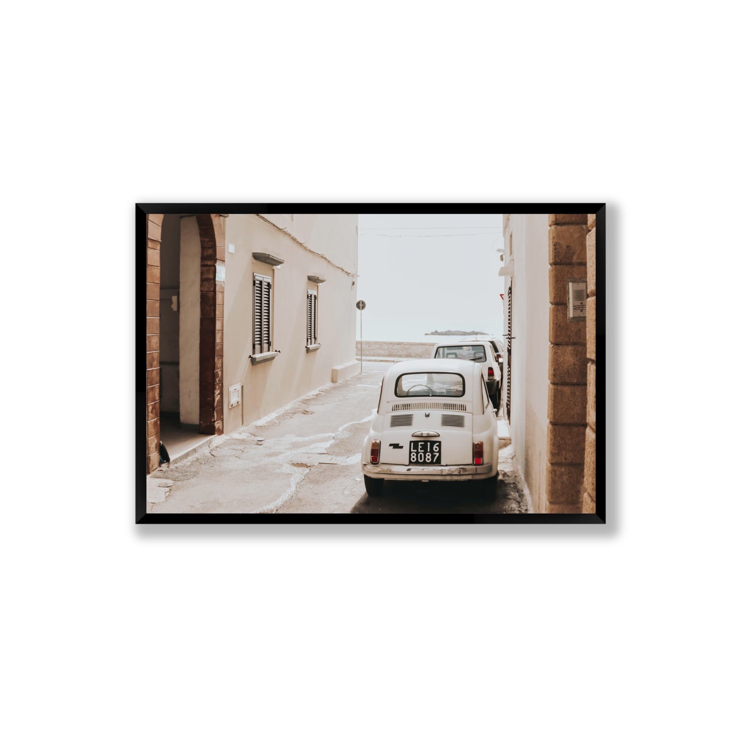Bambini Lane Puglia Italian wall art Extra Large full-bleed fine art print in black frame