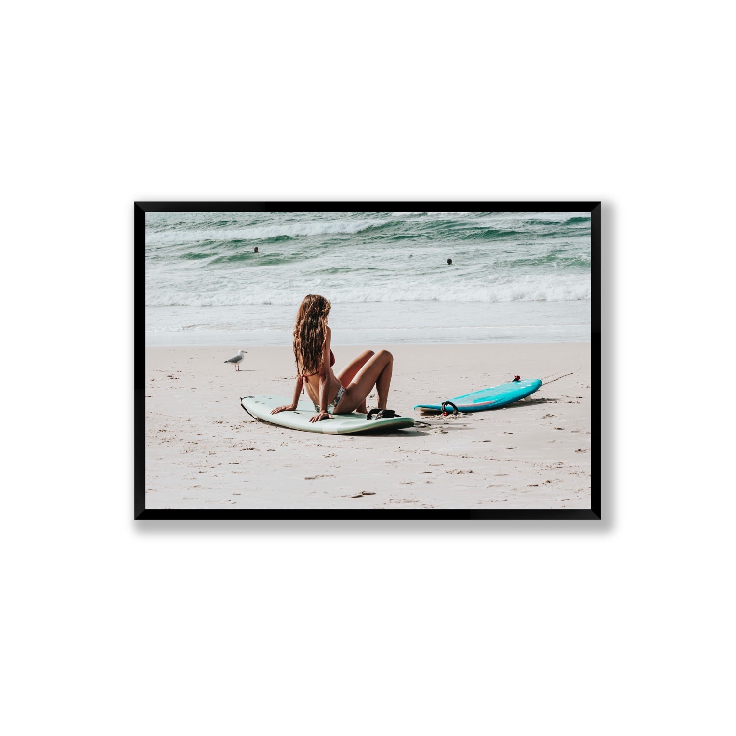 Ciao Bella Byron Bay Surf coastal wall art Extra Large full-bleed fine art print in black frame