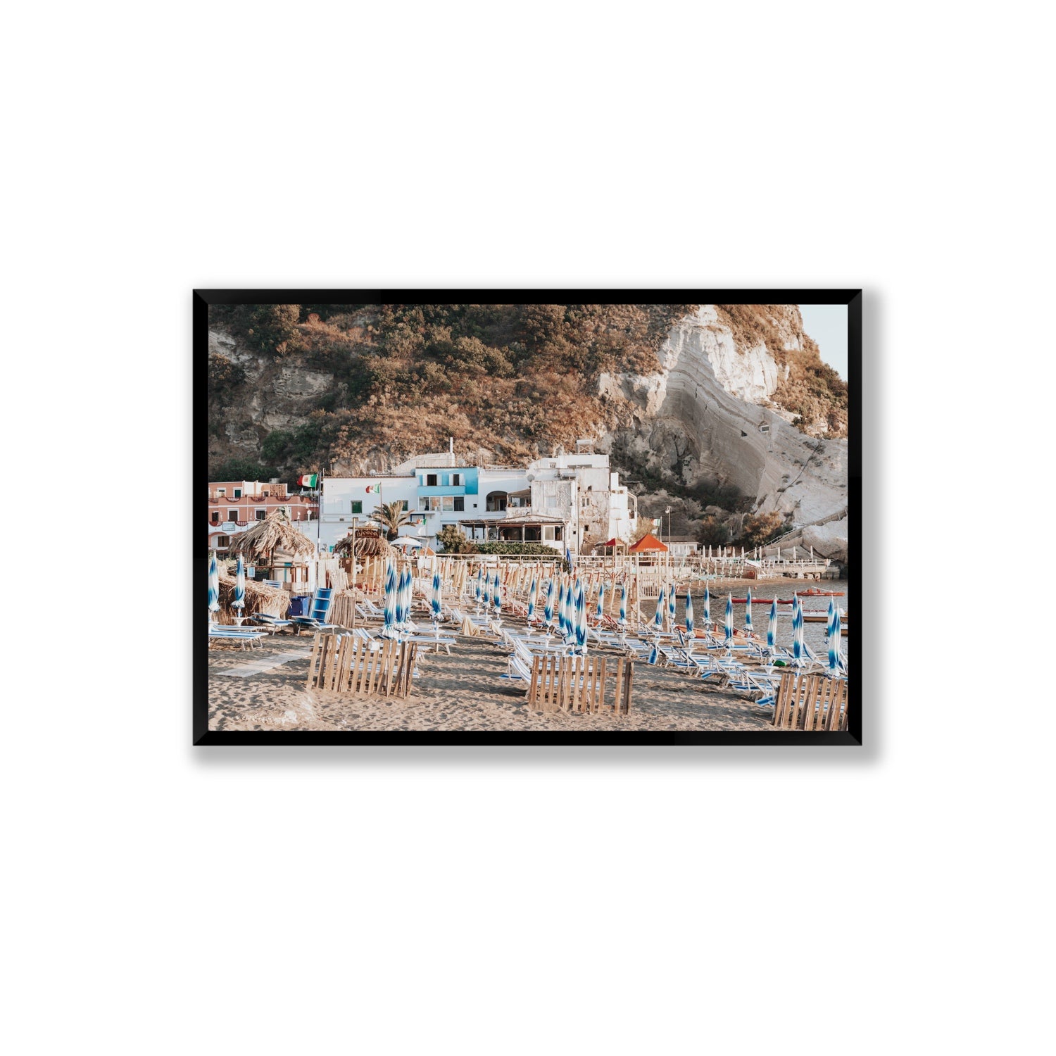 Sant' Angelo Ischia Italian coastal wall art Extra Large full-bleed fine art print in black frame
