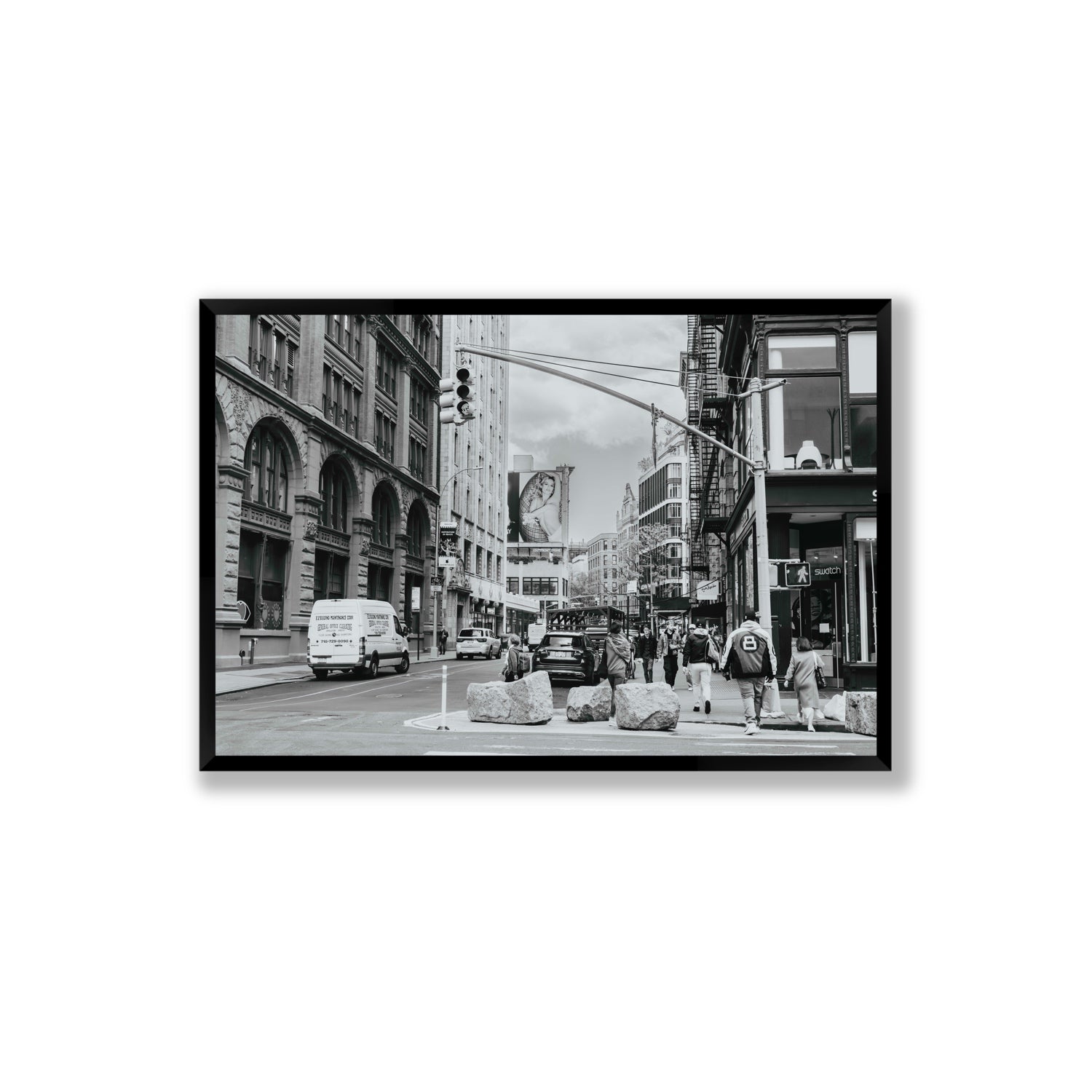 Inkwell Metropolis New York NYC Black & White wall art Extra Large full-bleed fine art print in black frame