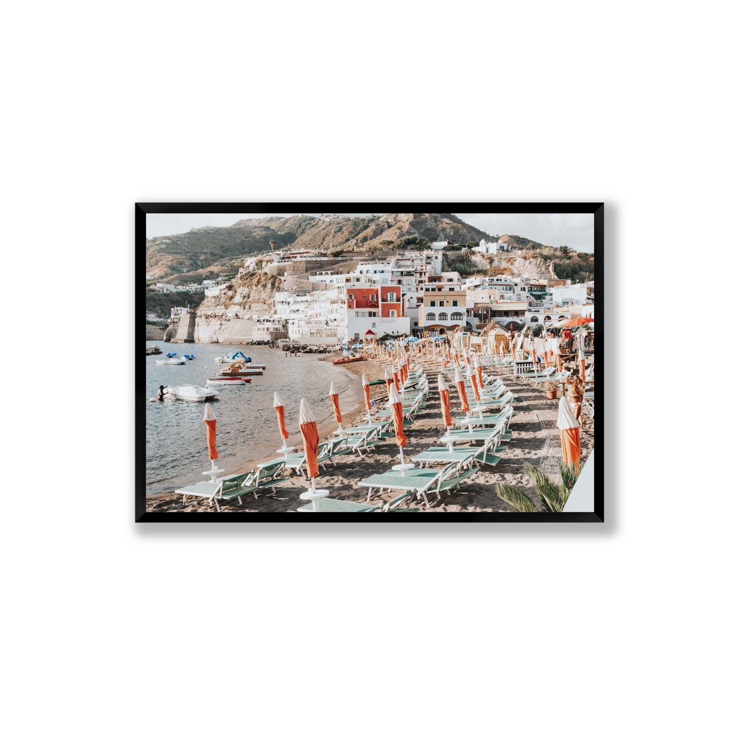 Sole Estivo Ischia Italian coastal wall art Extra Large full-bleed fine art print in black frame