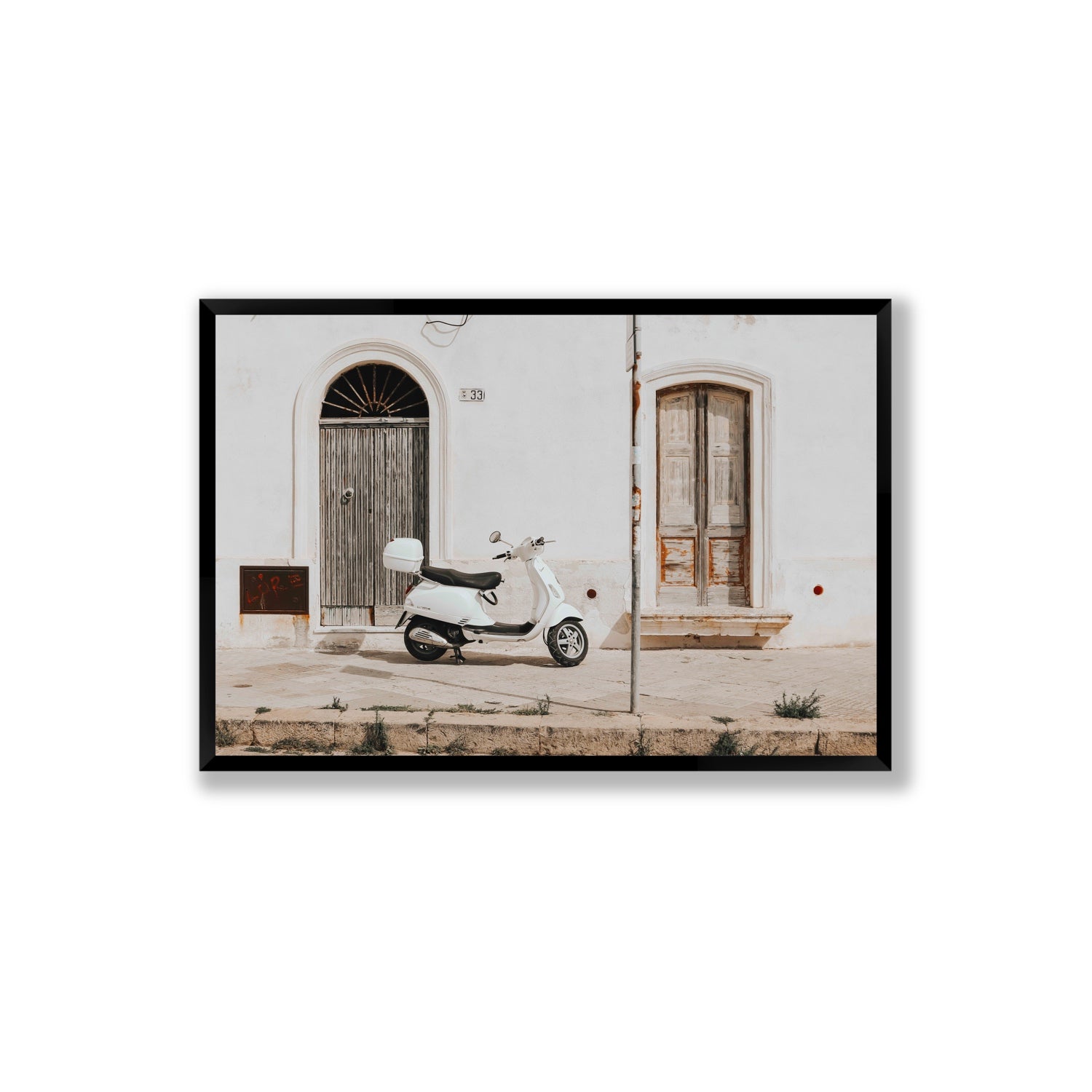 Vespa Nostalgia Puglia Italian wall art Extra Large full-bleed fine art print in black frame
