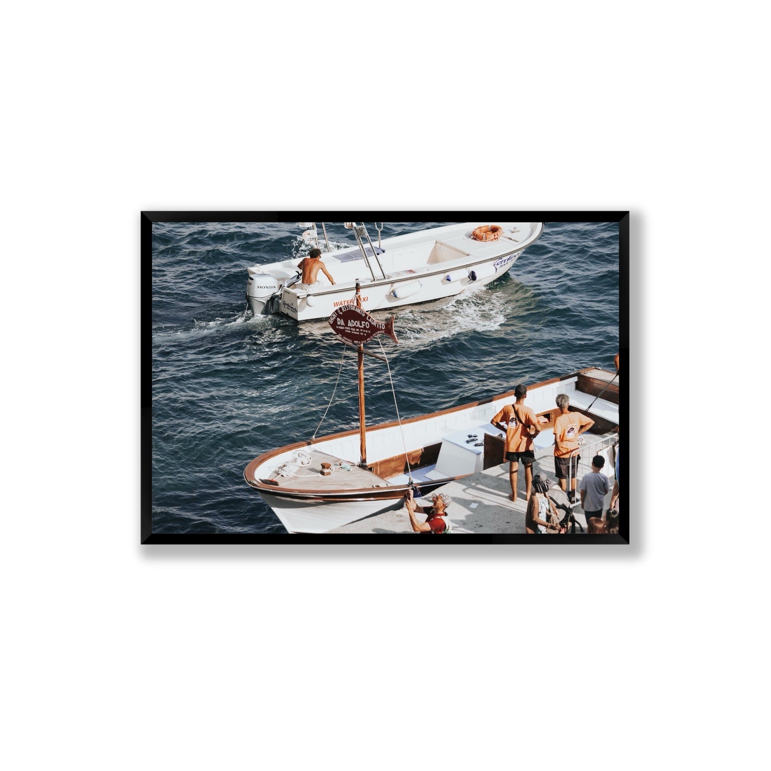 Water Taxi Positano wall art Extra Large full-bleed fine art print in black frame
