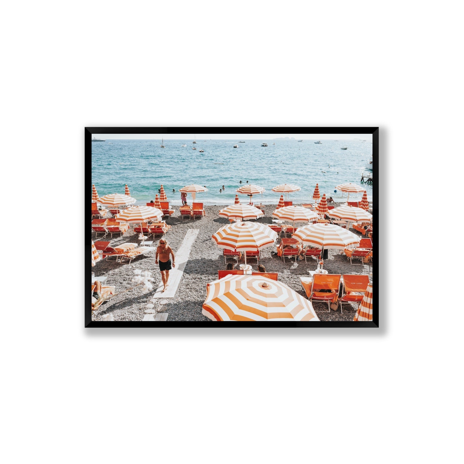 Shoreline Strut Positano wall art Extra Large full-bleed fine art print in black frame