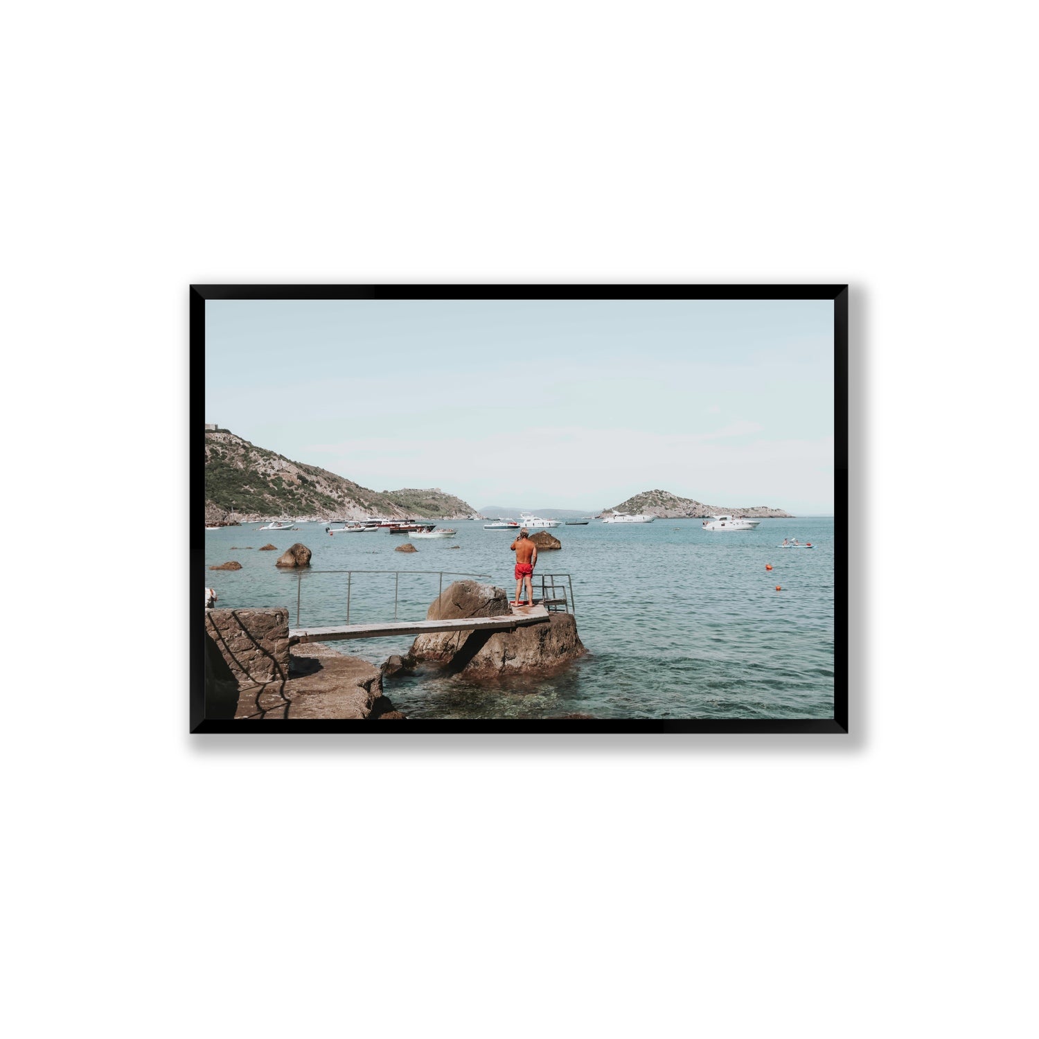 Out Of Office Tuscany coastal Italian wall art Extra Large full-bleed fine art print in black frame