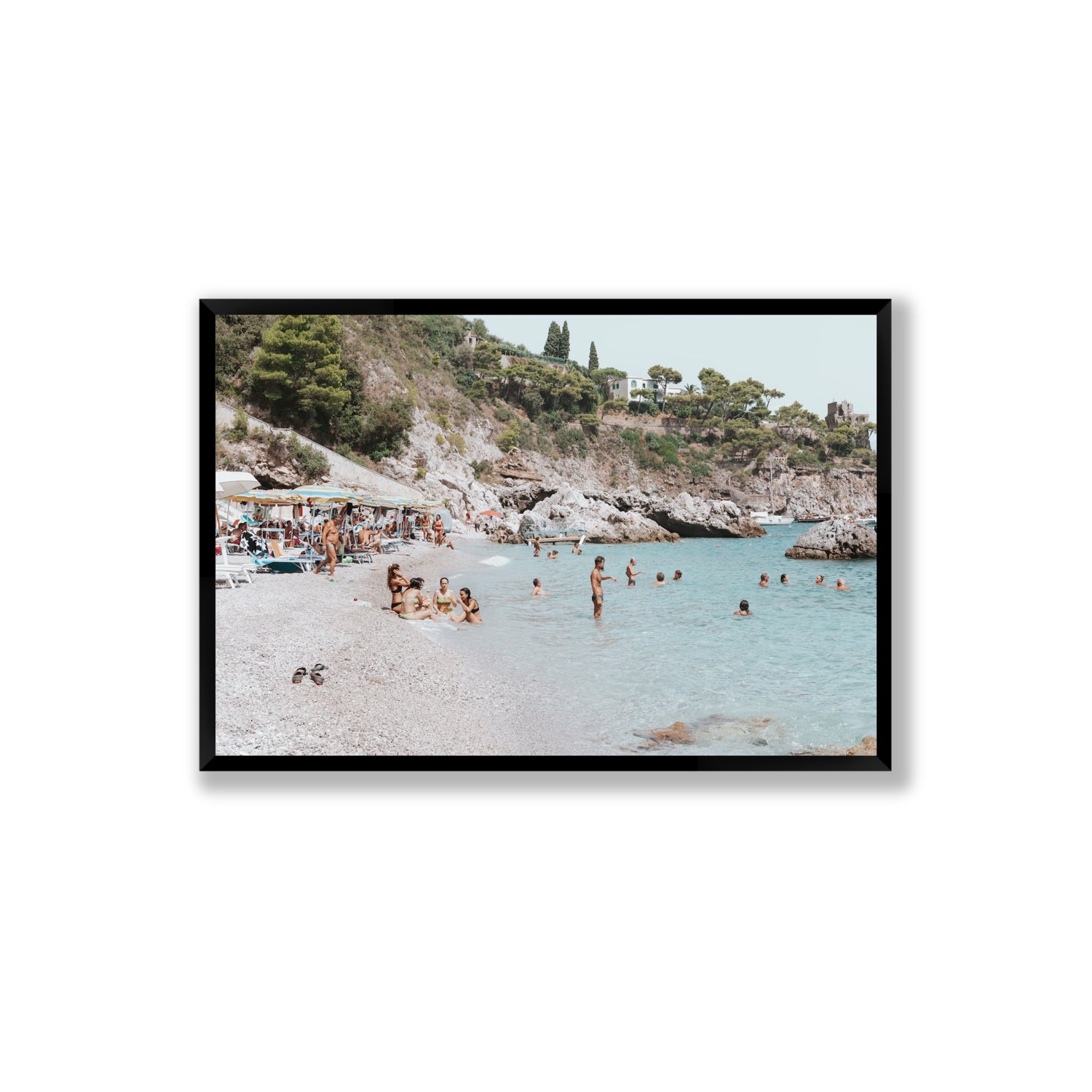 La Vacanza Amalfi Mediterranean wall art Extra Large full-bleed fine art print in black frame