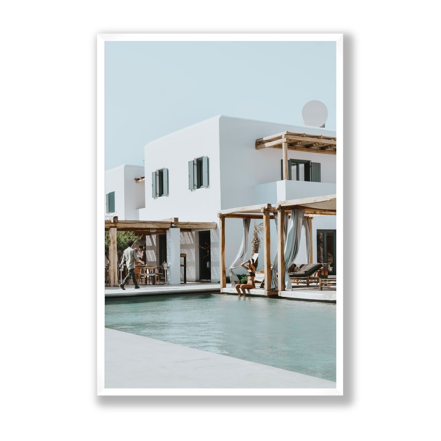 Aphrodite Mykonos Greek island wall art Statement full-bleed fine art print in white frame