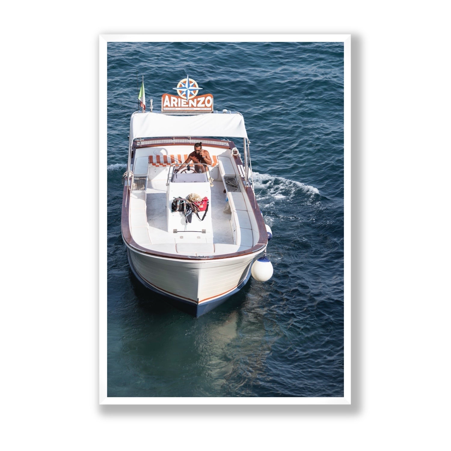 Pilota di Motoscafo fine art print, Positano, Italy, Statement, White Frame · Full Bleed, Fine Art Print