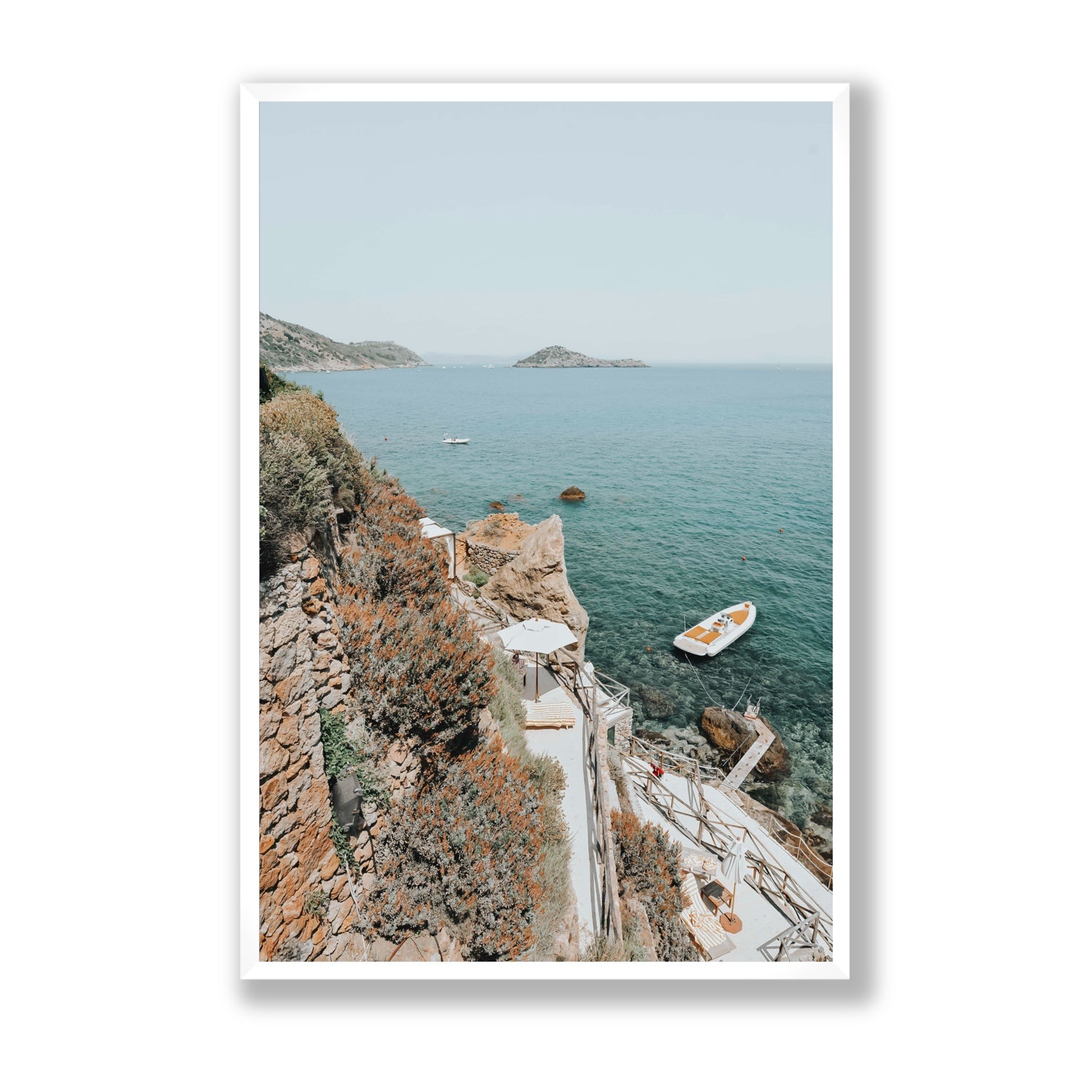 Front Row Seat Tuscany coastal wall art Statement full-bleed fine art print in white frame