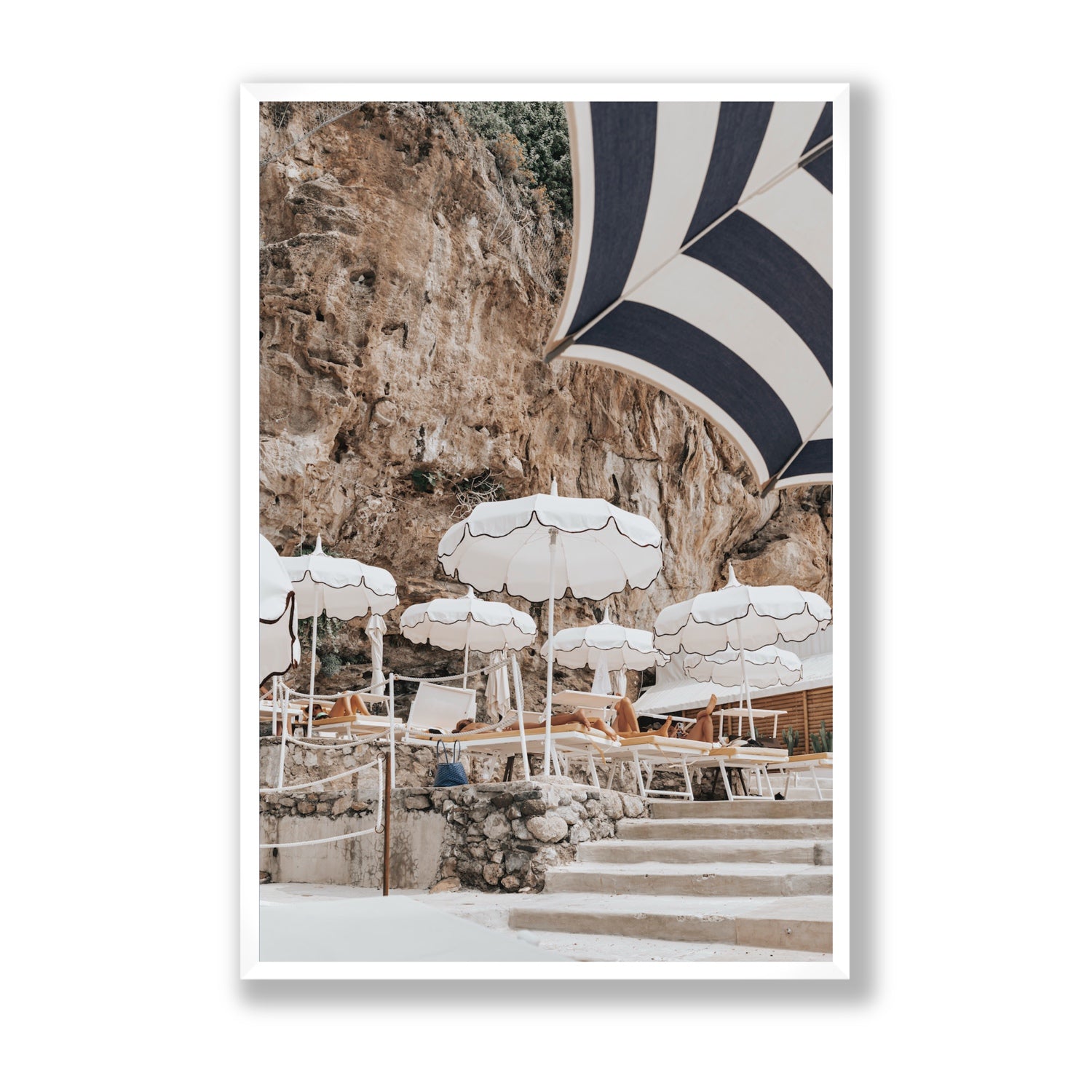 Rocky Refuge fine art print, Positano, Italy, Statement, White Frame · Full Bleed, Fine Art Print