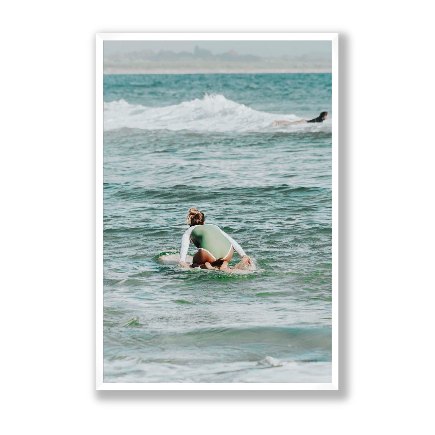 Quincy Byron Bay Surf coastal wall art Statement full-bleed fine art print in white frame