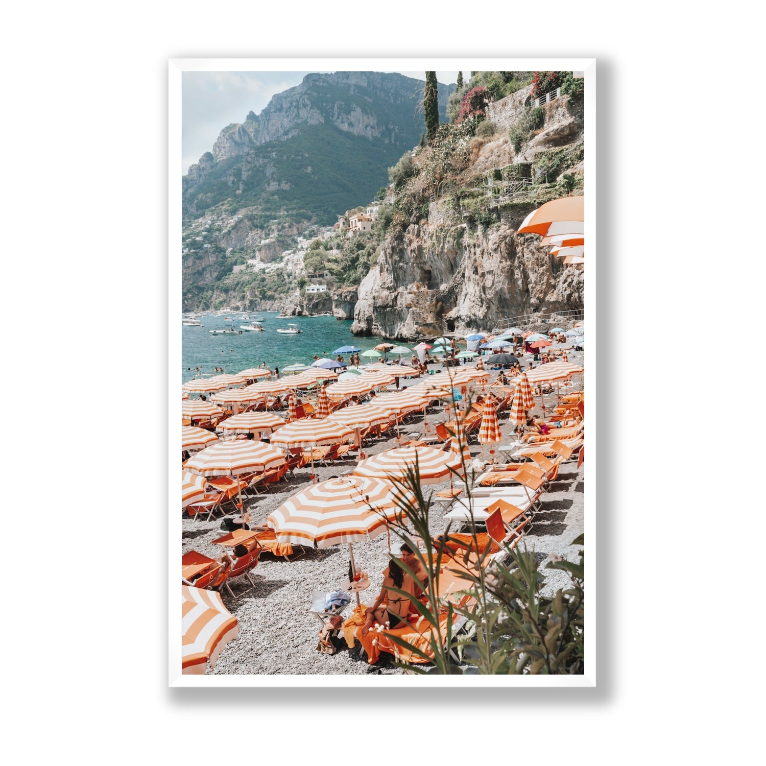 Bagni d'Arienzo Positano decor wall art Statement full-bleed fine art print in white frame