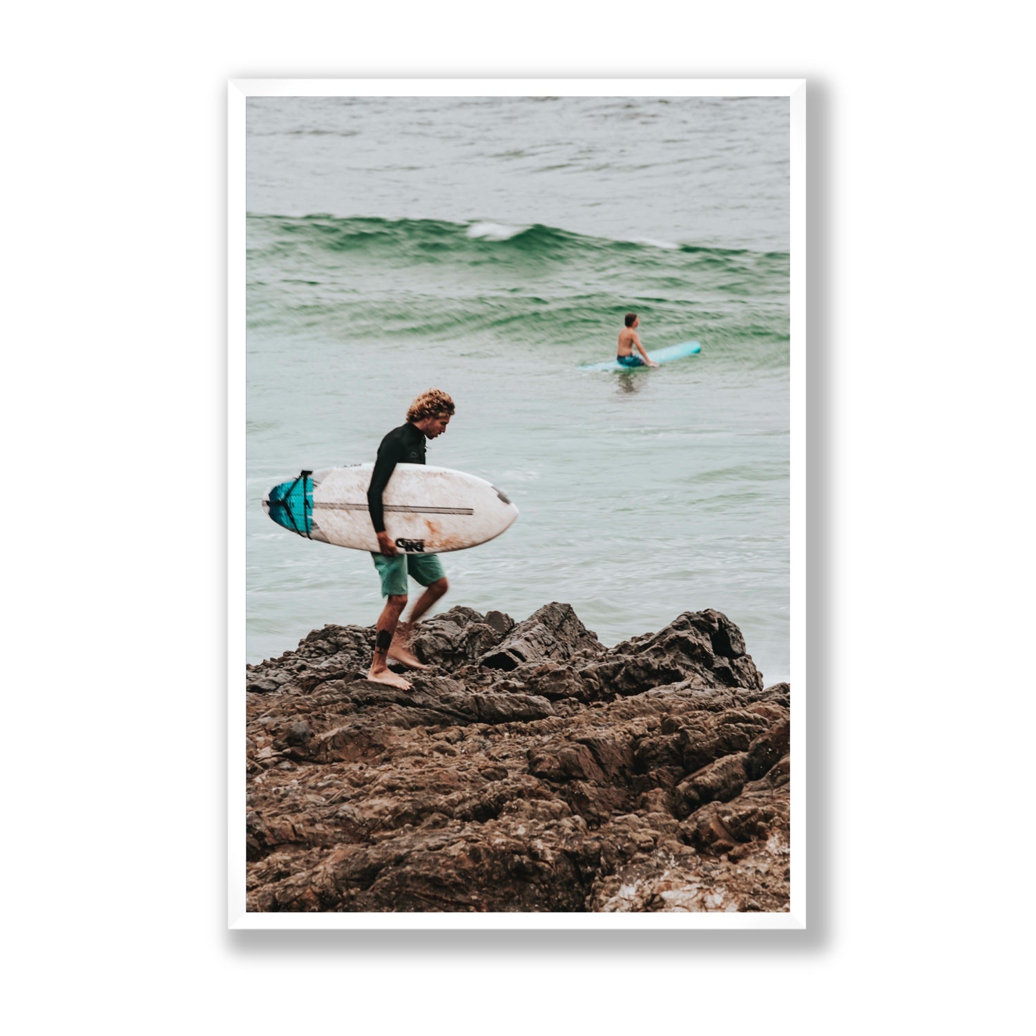 Not All Who Wander Are Lost Byron Bay Surf wall art Statement full-bleed fine art print in white frame