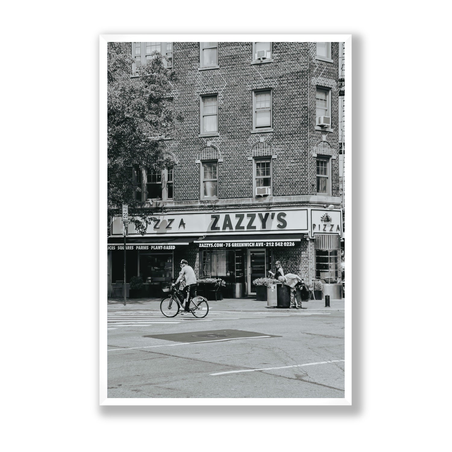 Zazzy's New York NYC Black & White wall art Statement full-bleed fine art print in white frame