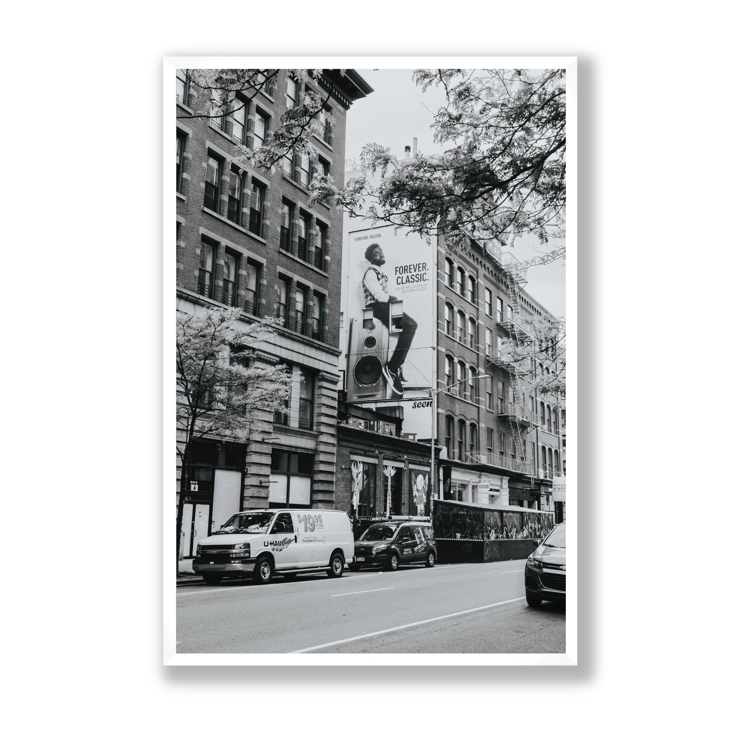 Forever Classic New York NYC Black & White wall art Statement full-bleed fine art print in white frame