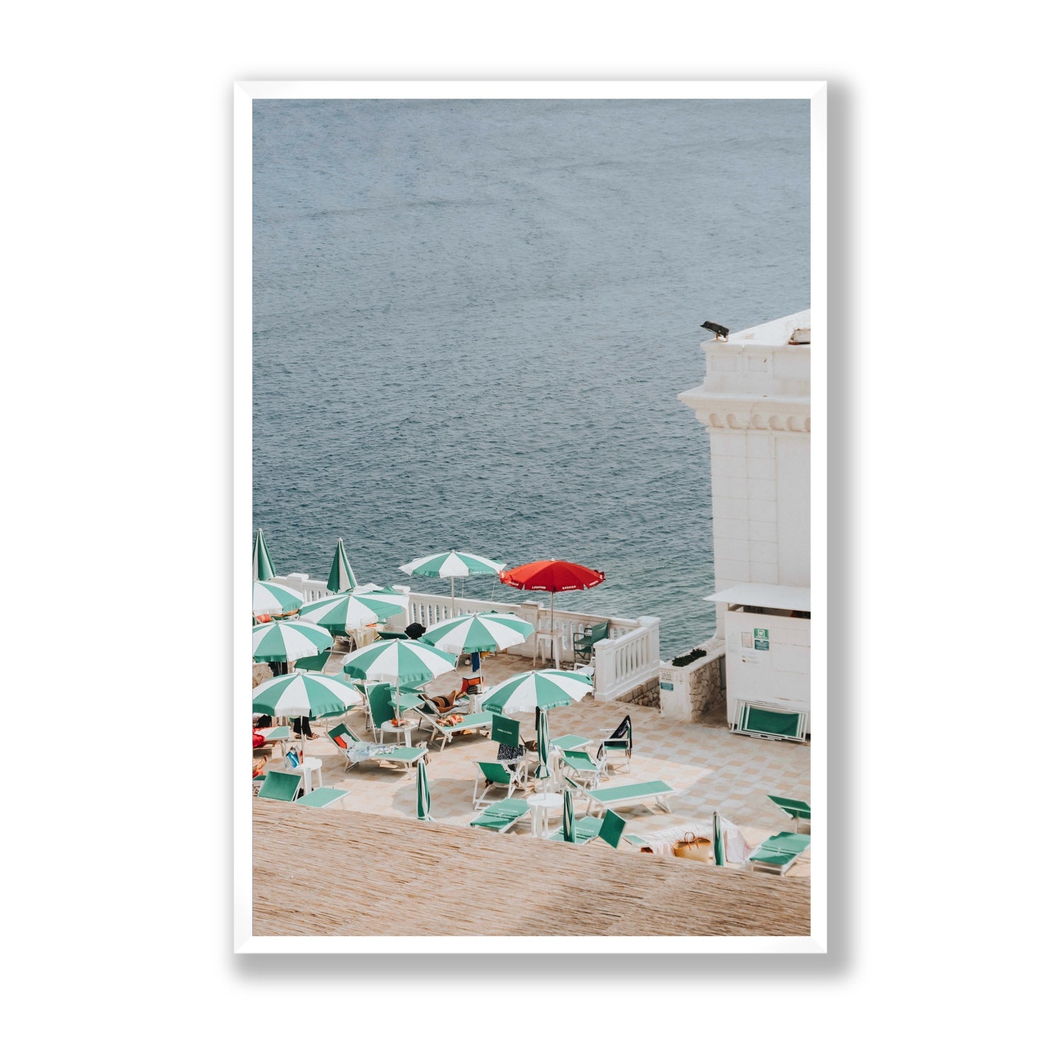Lido Italiano Puglia beach Italian wall art Statement full-bleed fine art print in white frame
