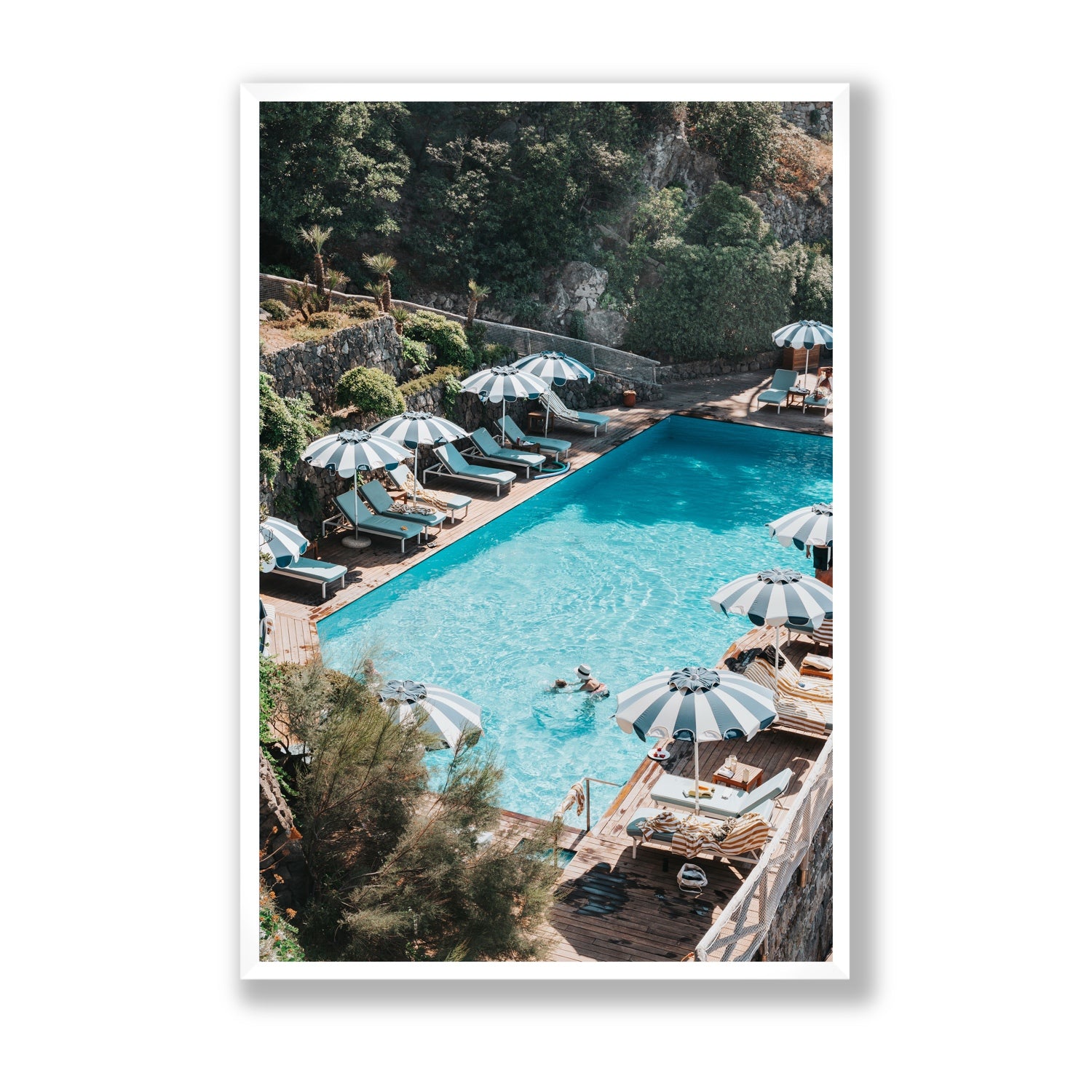 Poolside Paradise fine art print, Ischia, Italy, Statement, White Frame · Full Bleed, Fine Art Print