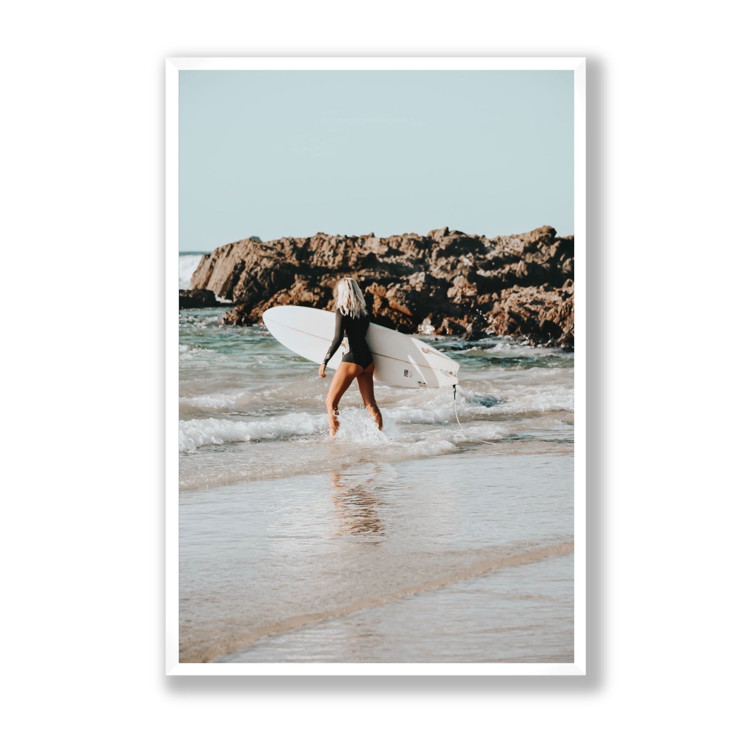 Bethany Byron Bay Surf coastal decor wall art Statement full-bleed fine art print in white frame