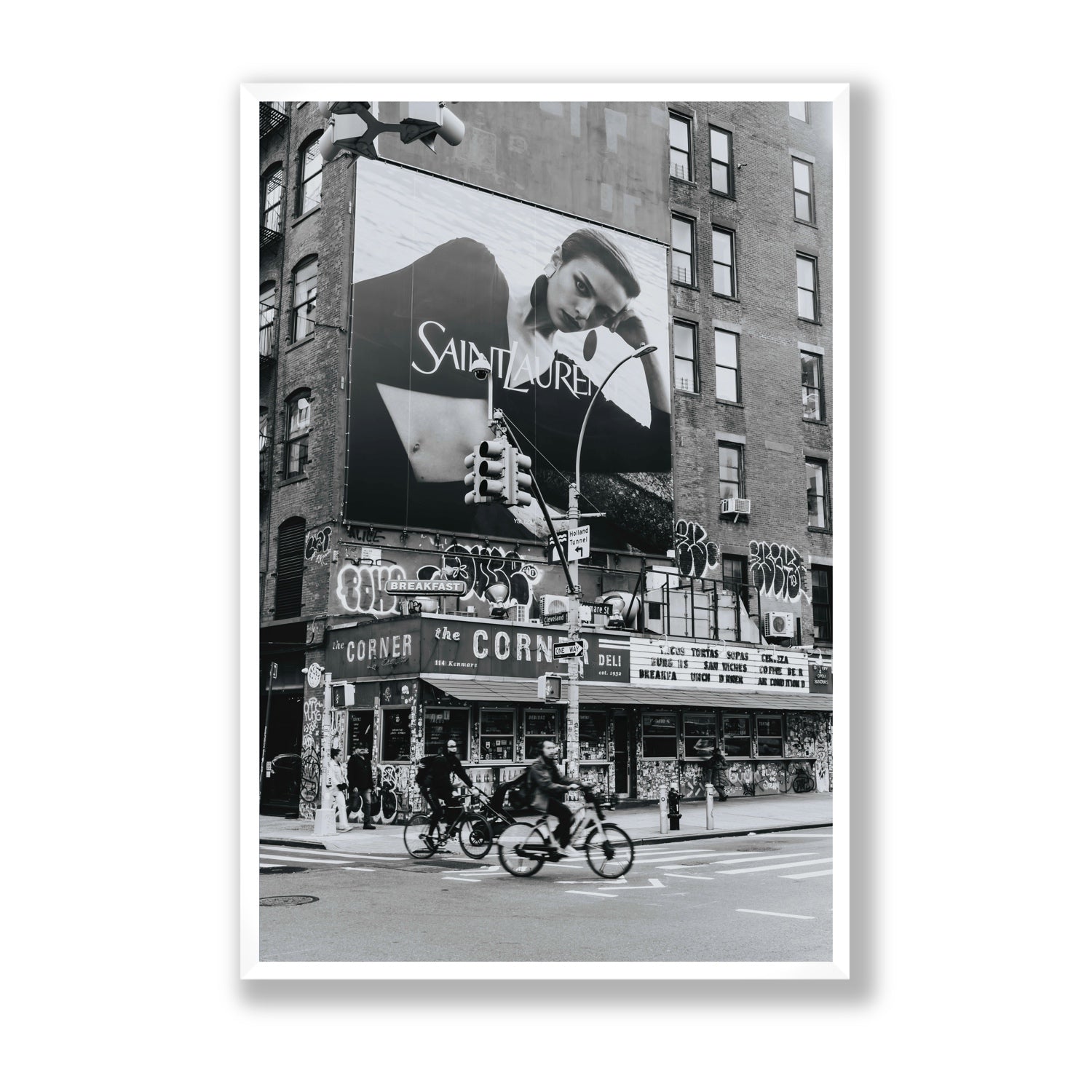 Runway To Rooftops New York NYC Black & White wall art Statement full-bleed fine art print in white frame