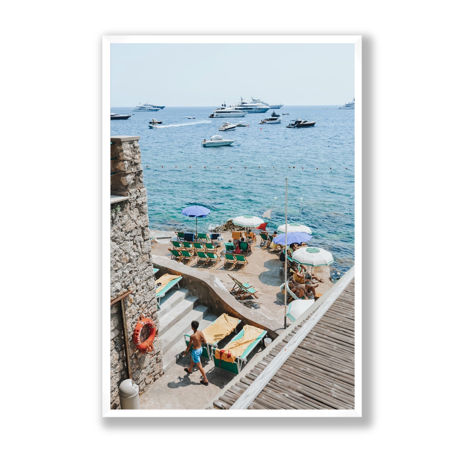 Canzone di Capri Capri Italian beach wall art Statement full-bleed fine art print in white frame