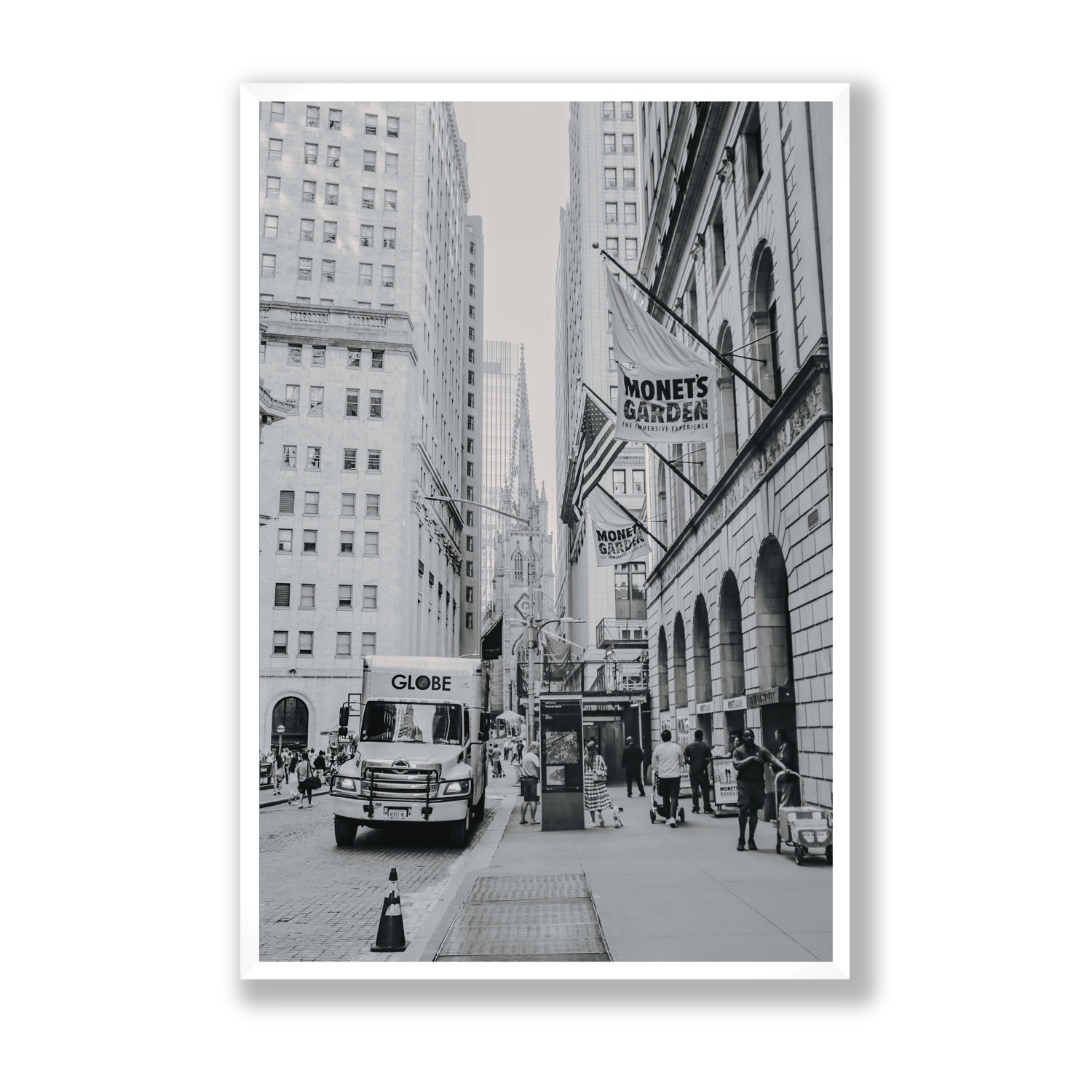 Metropolitan Monotone New York NYC Black & White wall art Statement full-bleed fine art print in white frame
