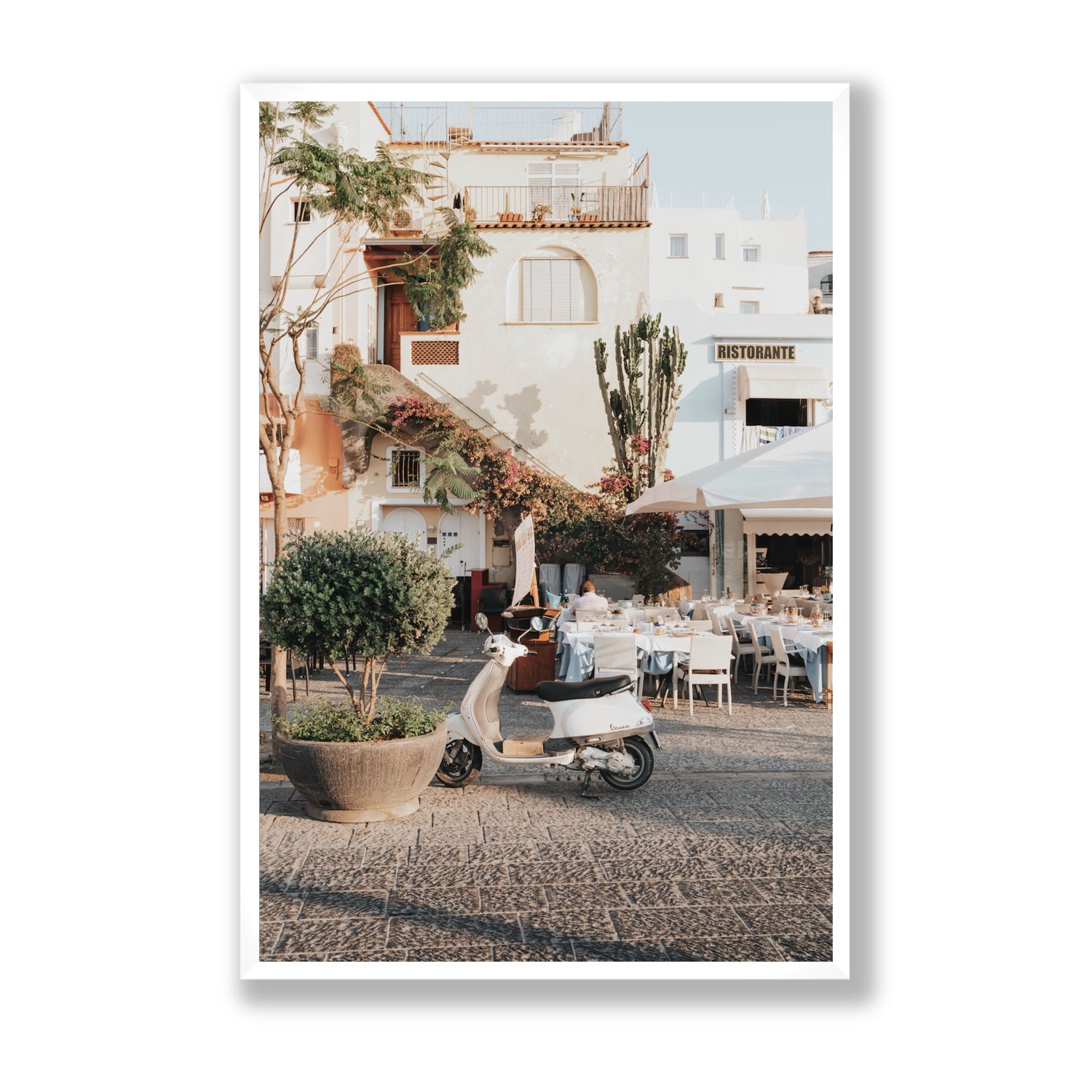 Ristorante Ischia Italian Mediterranean decor wall art Statement full-bleed fine art print in white frame