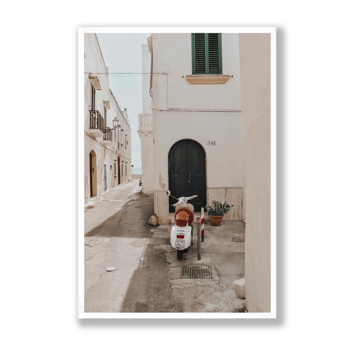 La Casa 42 Puglia Gallipoli Italian wall art Statement full-bleed fine art print in white frame