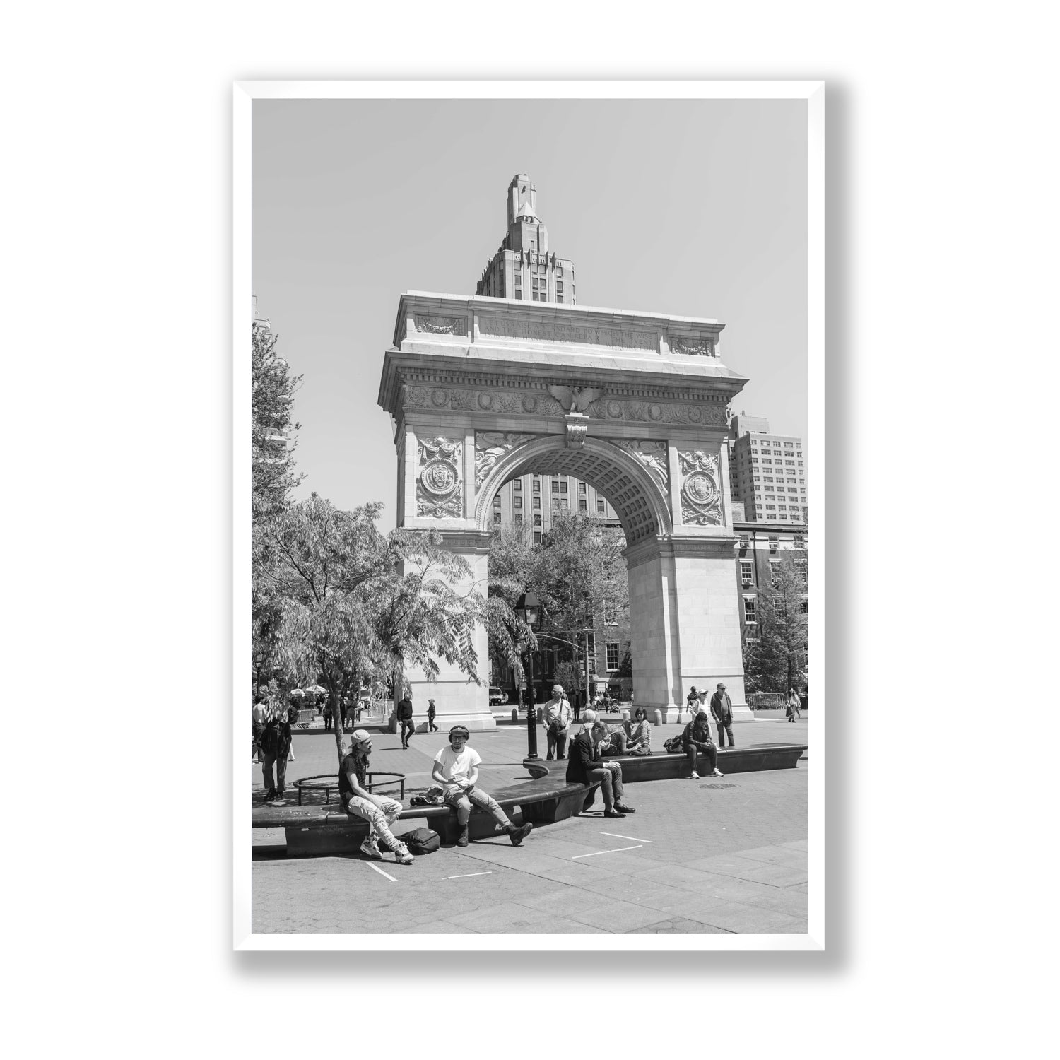 City Picnic New York NYC Black & White wall art Statement full-bleed fine art print in white frame