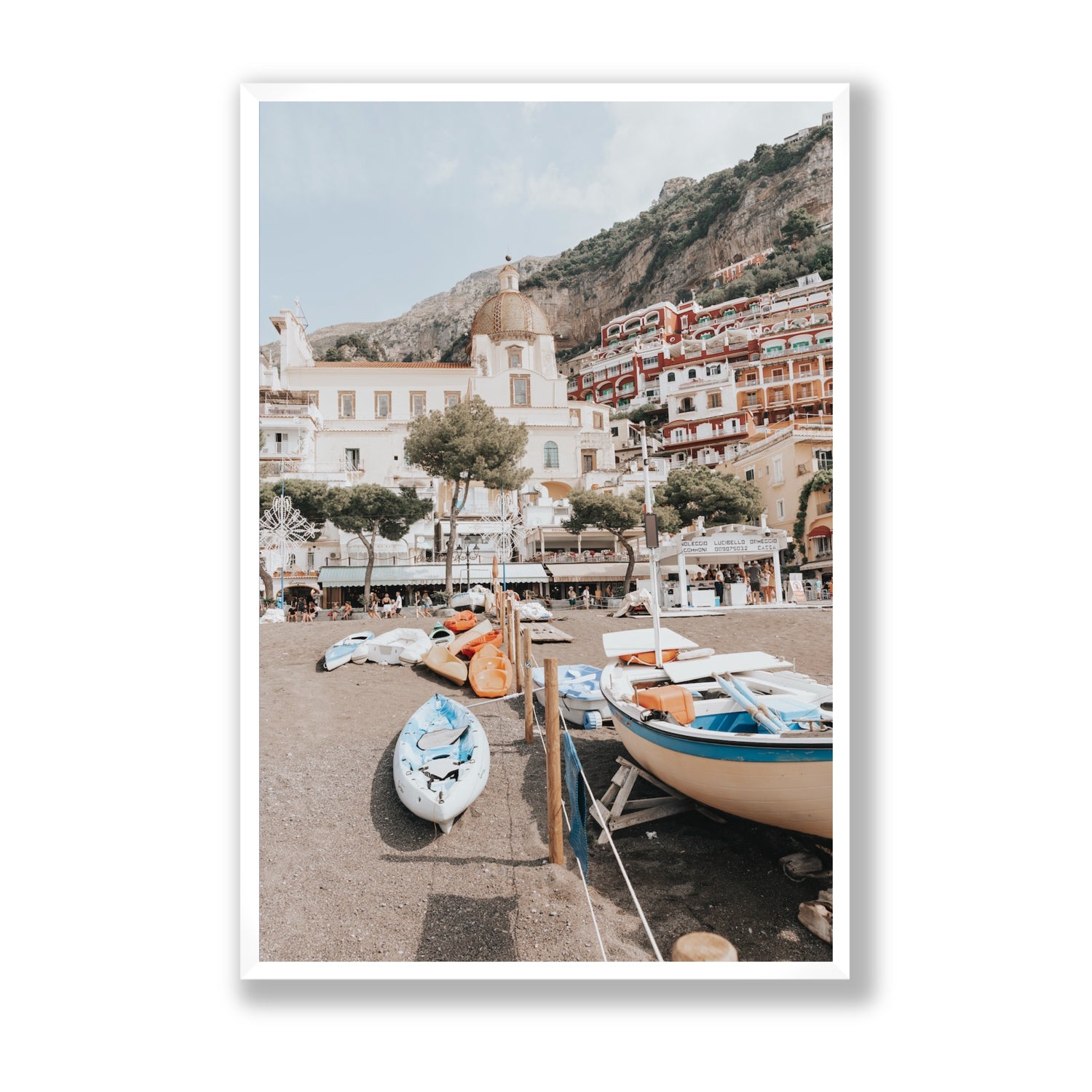 Seaside Hues Positano wall art Statement full-bleed fine art print in white frame