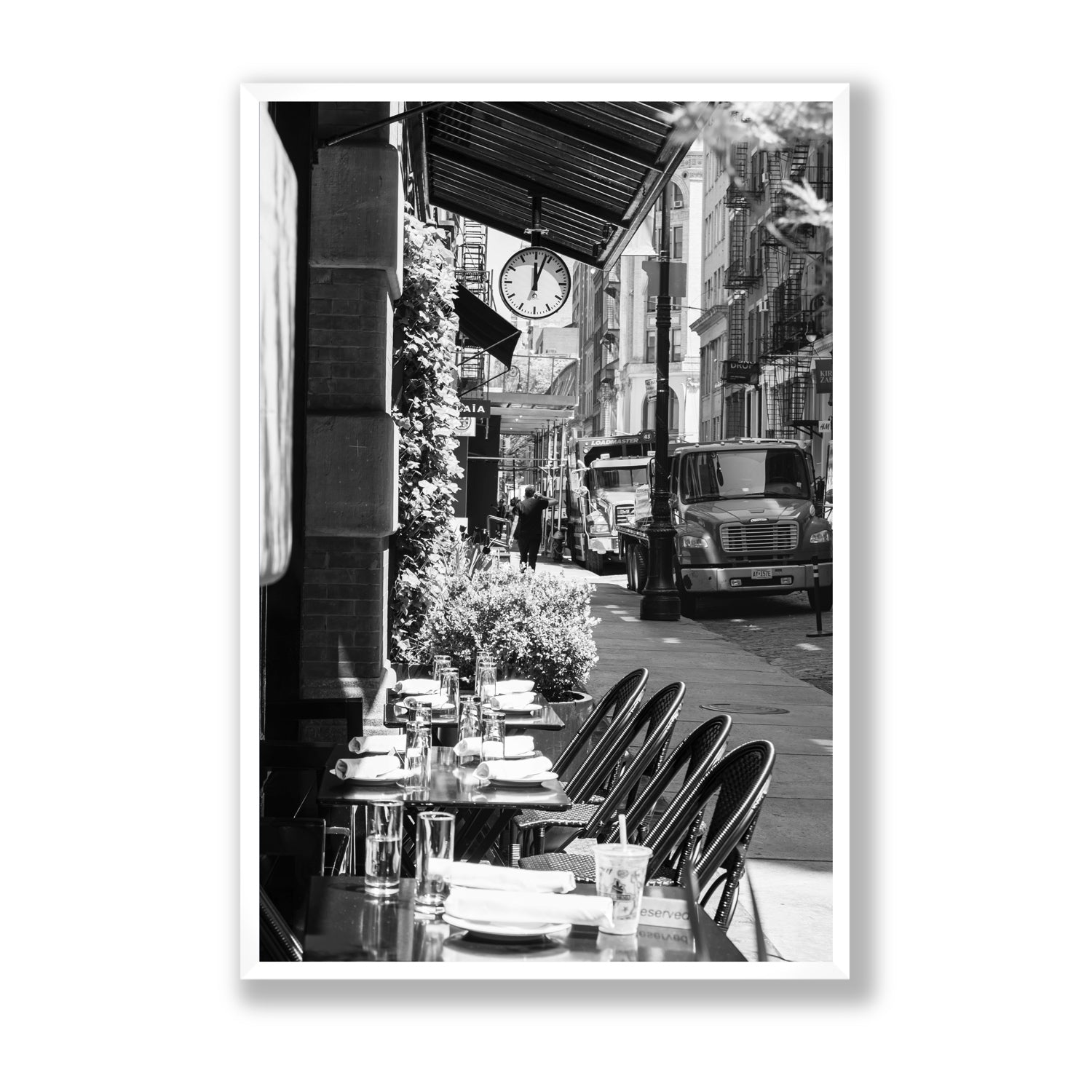 Mercer Street New York NYC Black & White wall art Statement full-bleed fine art print in white frame