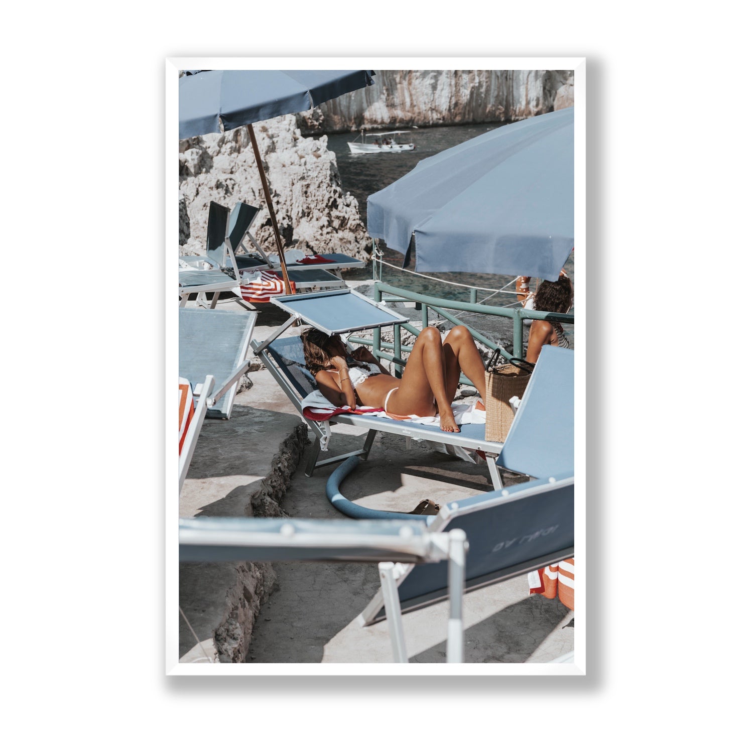 Beach Babe fine art print, Capri, Italy, Statement, White Frame · Full Bleed, Fine Art Print
