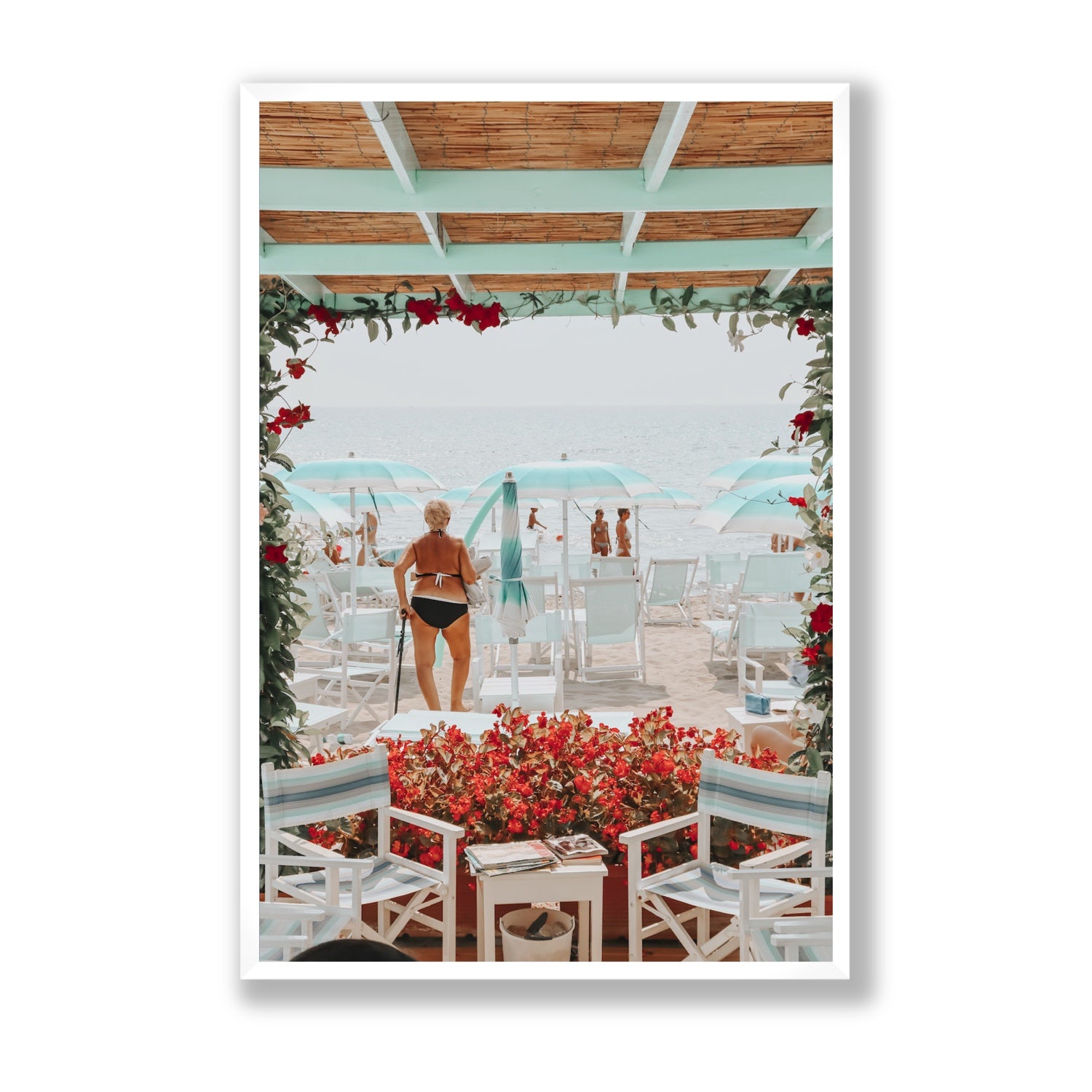 Nonna's Italian Escape Alassio Italian wall art Statement full-bleed fine art print in white frame