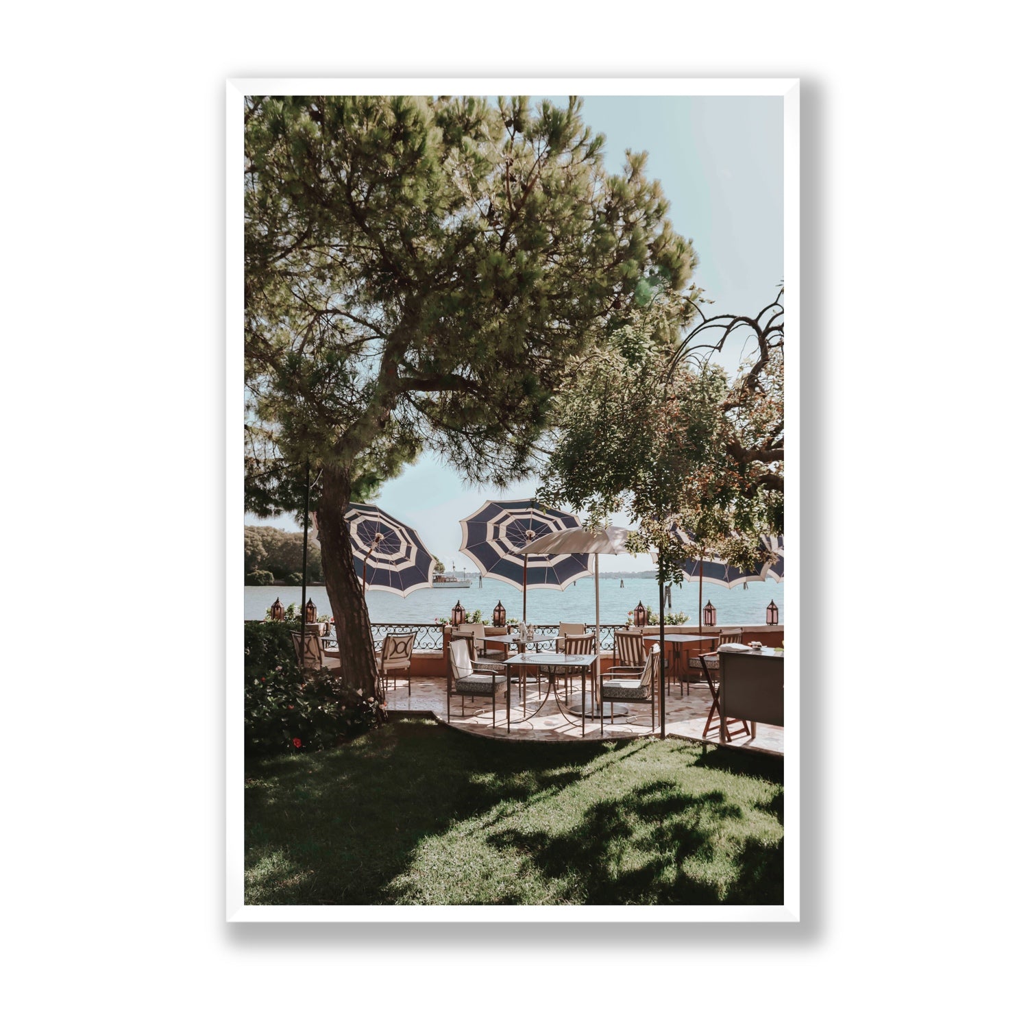 Tranquil Gardens Venice Italian wall art Statement full-bleed fine art print in white frame