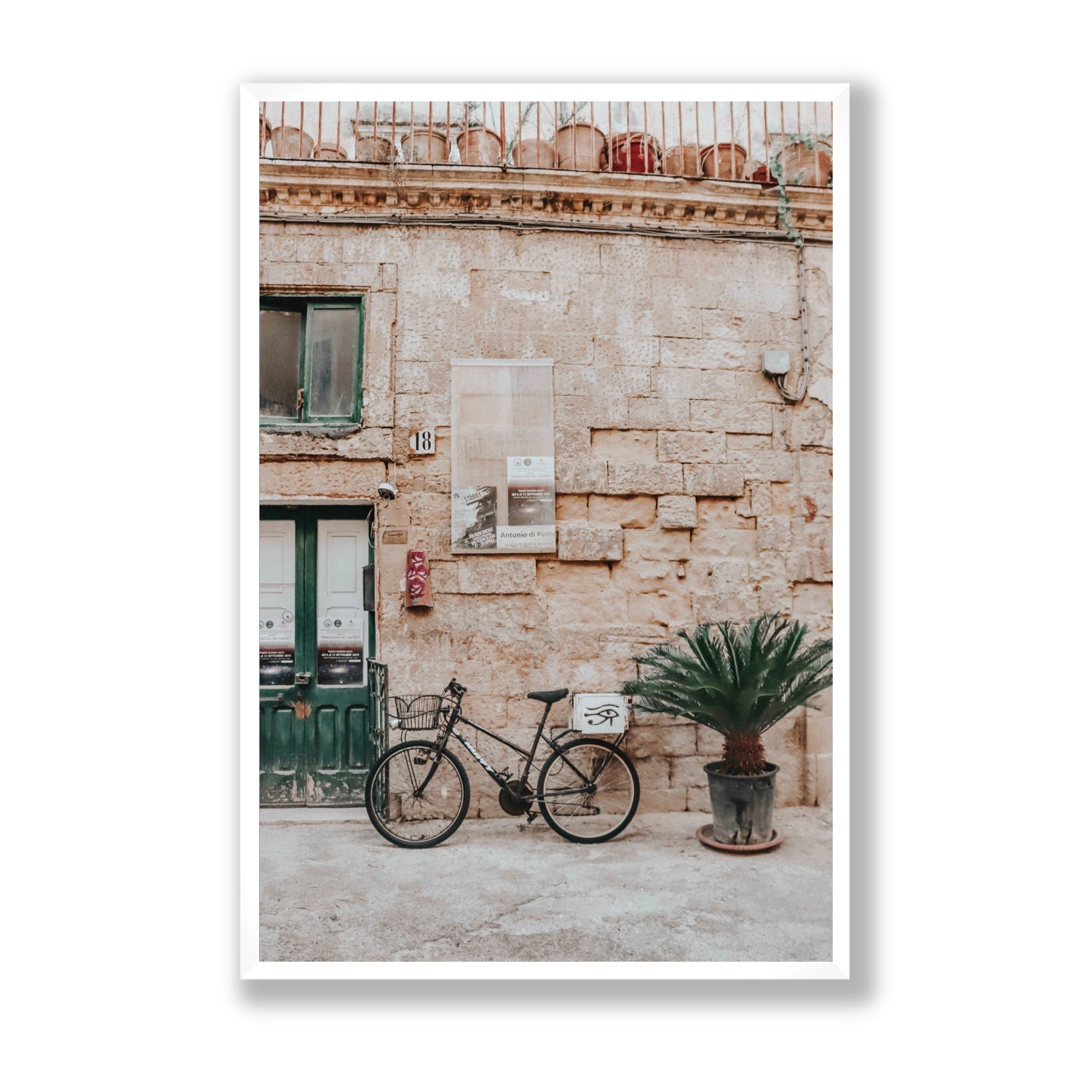 Salento Streets Puglia Lecce Italian wall art Statement full-bleed fine art print in white frame