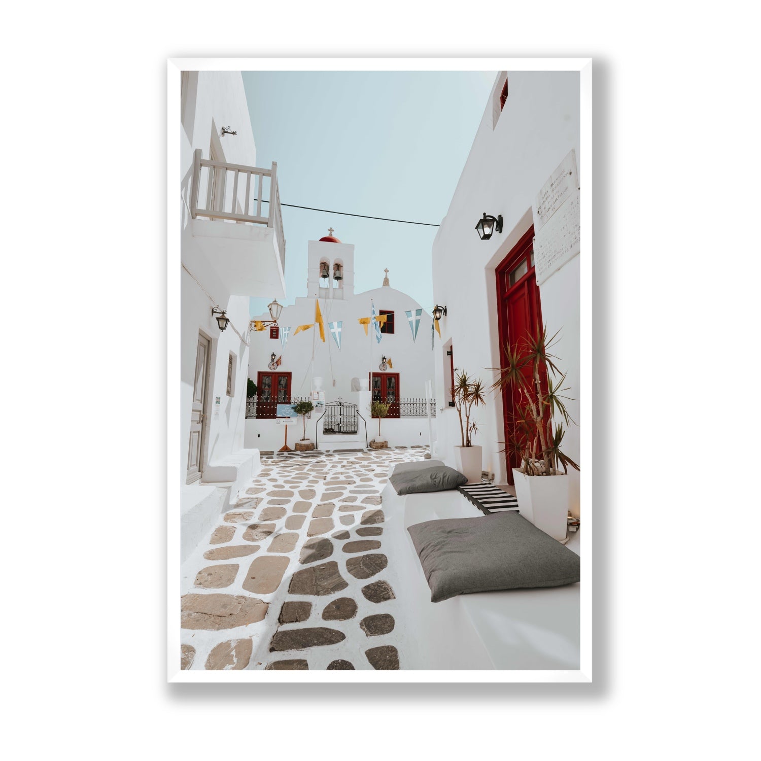 Cycladic Charm fine art print, Mykonos, Greece, Statement, White Frame · Full Bleed, Fine Art Print