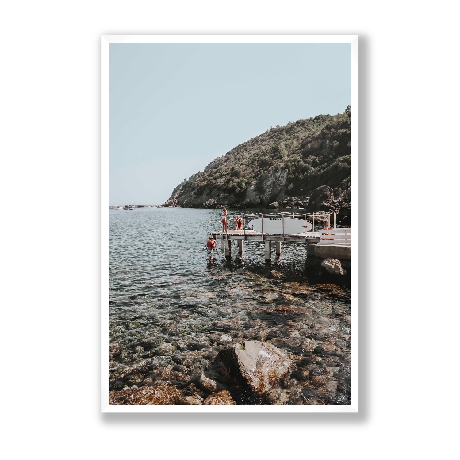 Tidal Explorers Tuscany coastal Italian wall art Statement full-bleed fine art print in white frame