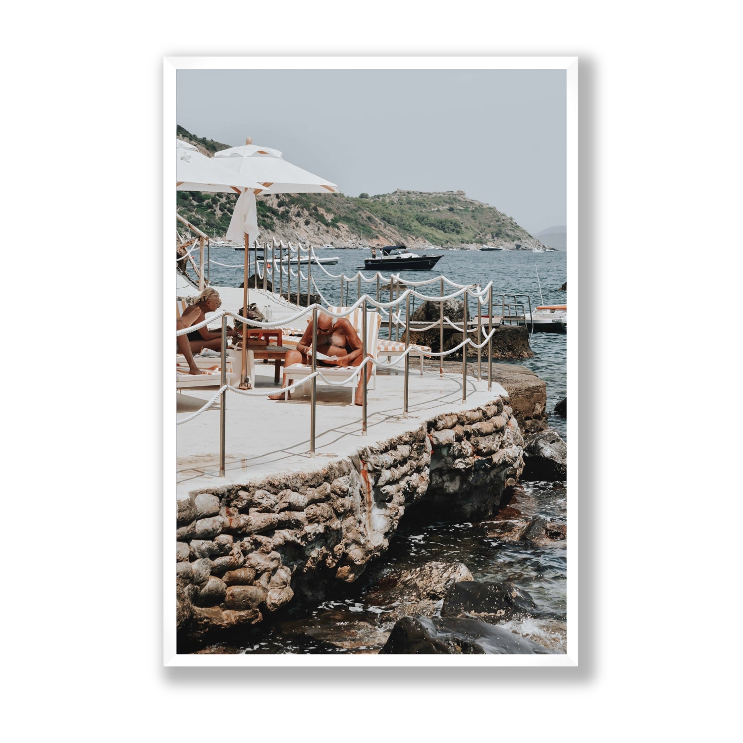 Nonno e Nonna Tuscany coastal Italian wall art Statement full-bleed fine art print in white frame