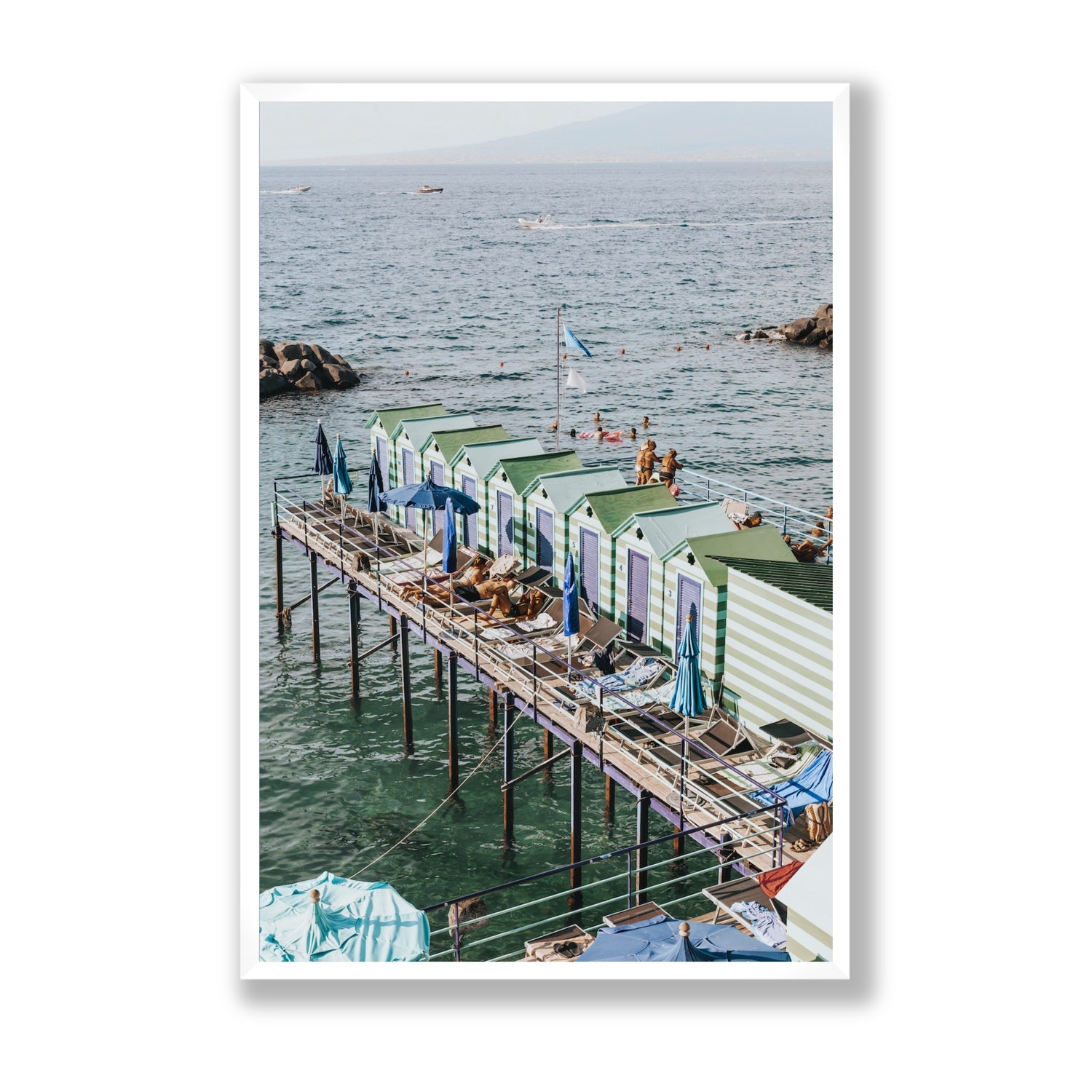 Cabine da Spiaggia fine art print, Sorrento, Italy, Statement, White Frame · Full Bleed, Fine Art Print