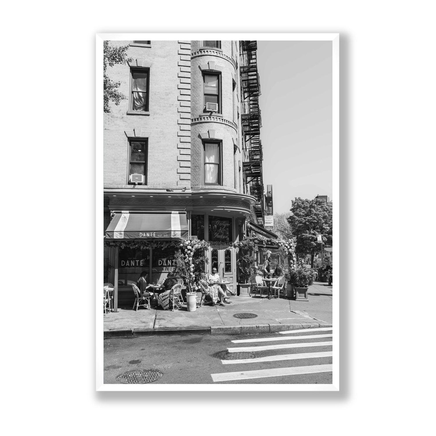 Sunny Soiree New York NYC Black & White wall art Statement full-bleed fine art print in white frame