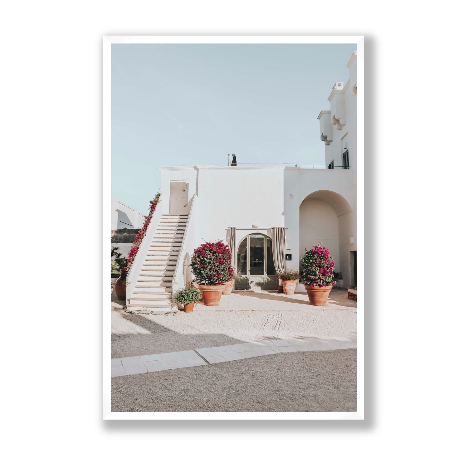 Scala Fiorita Puglia Mediterranean wall art Statement full-bleed fine art print in white frame