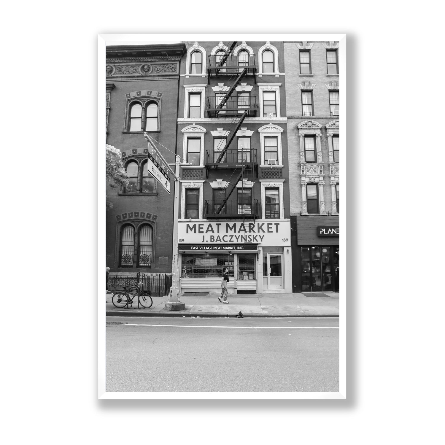 Vertical Village New York NYC Black & White wall art Statement full-bleed fine art print in white frame