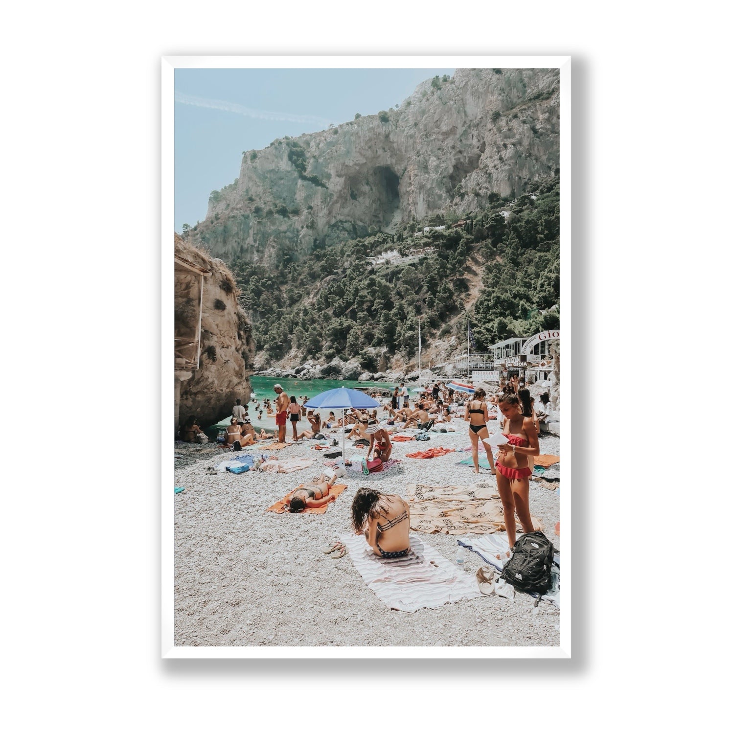 Marina Piccola Capri Mediterranean wall art Statement full-bleed fine art print in white frame