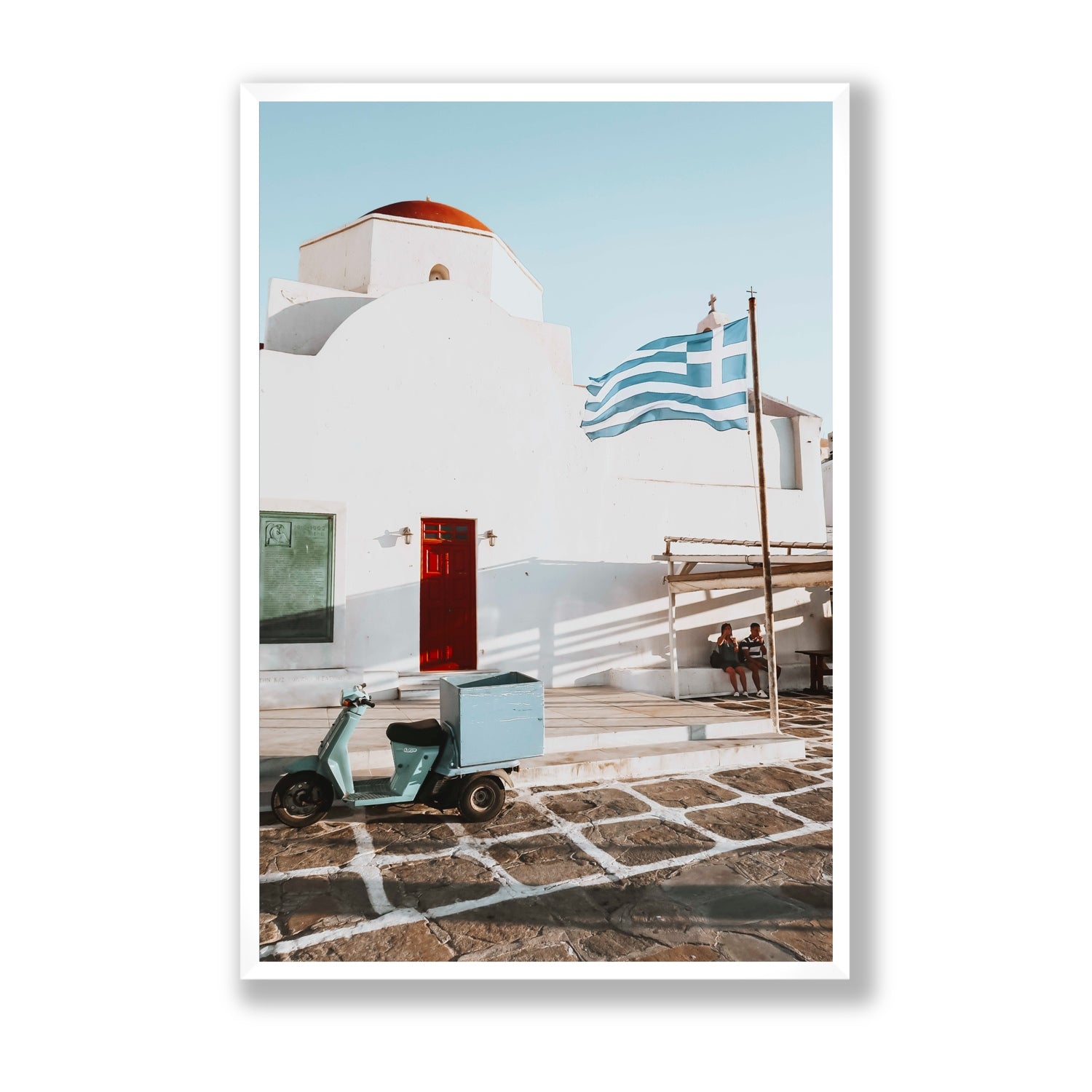 Mykonos Postcard fine art print, Mykonos, Greece, Statement, White Frame · Full Bleed, Fine Art Print