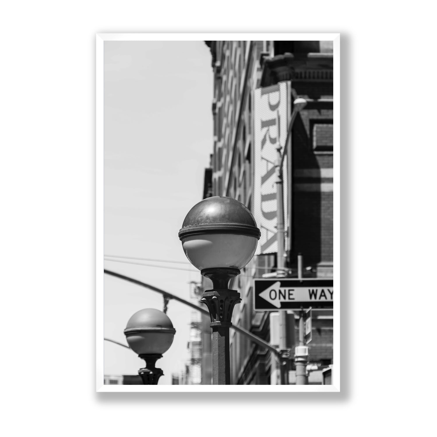 Subway Style New York NYC Black & White wall art Statement full-bleed fine art print in white frame