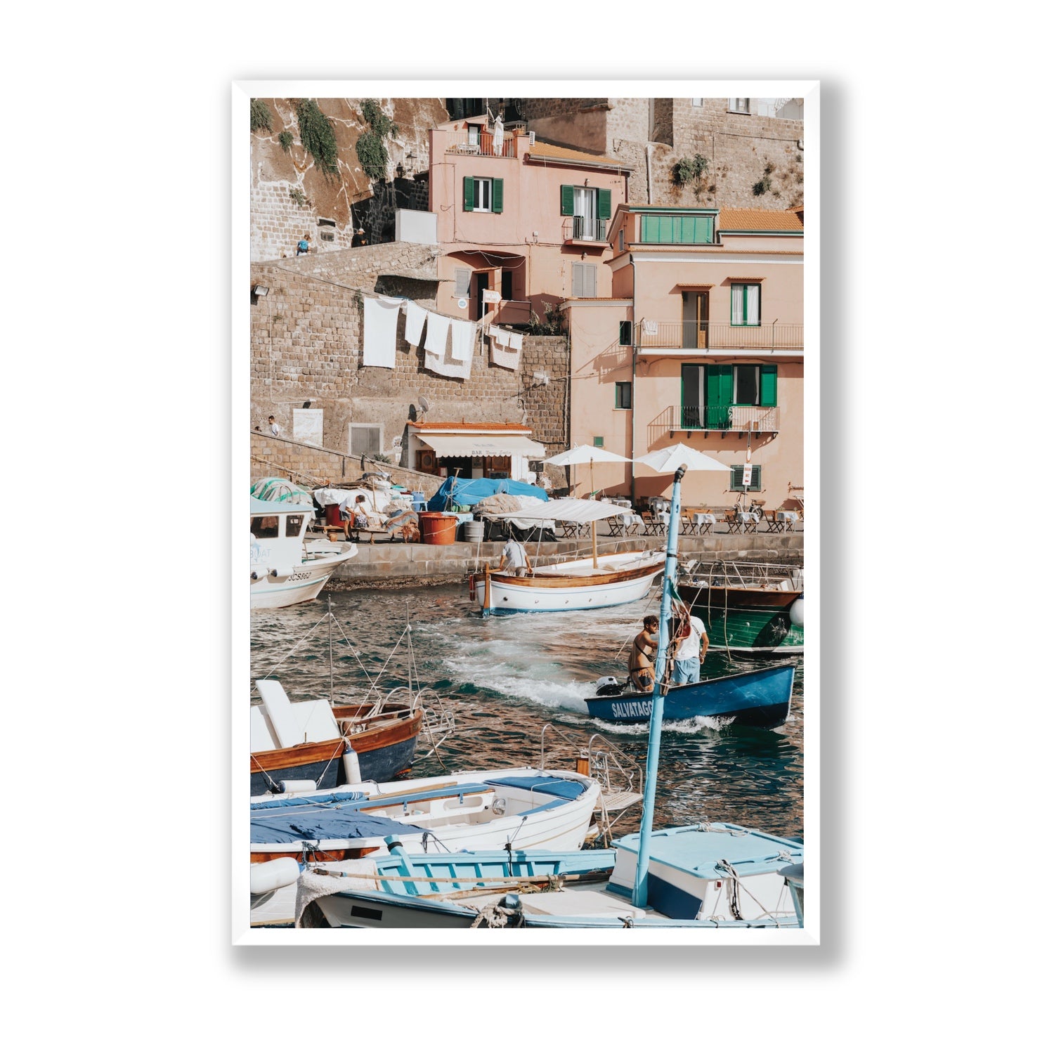 Coastal Carousel fine art print, Sorrento, Italy, Statement, White Frame · Full Bleed, Fine Art Print