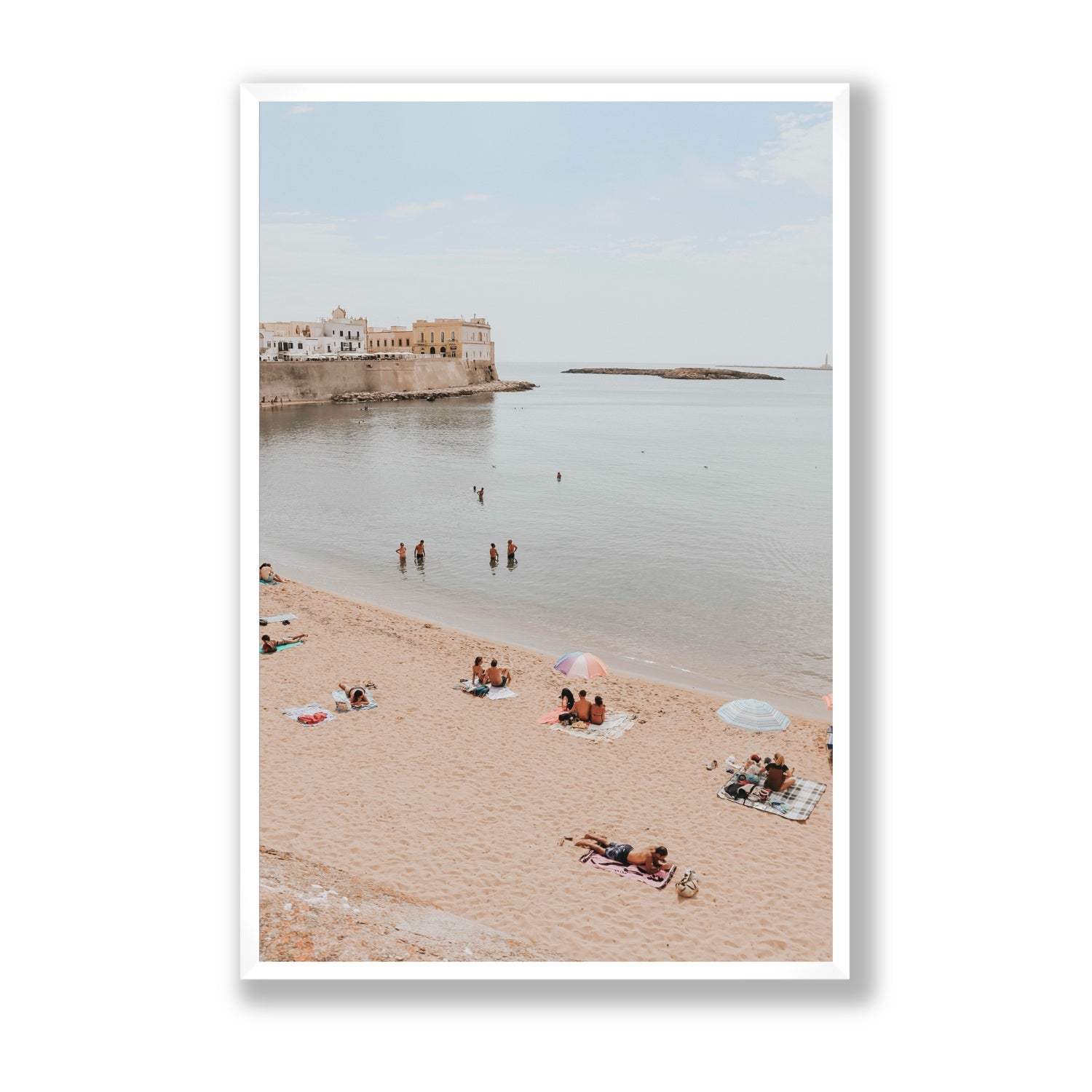 Spiaggia della Purita Puglia coastal art print Statement full-bleed fine art print in white frame