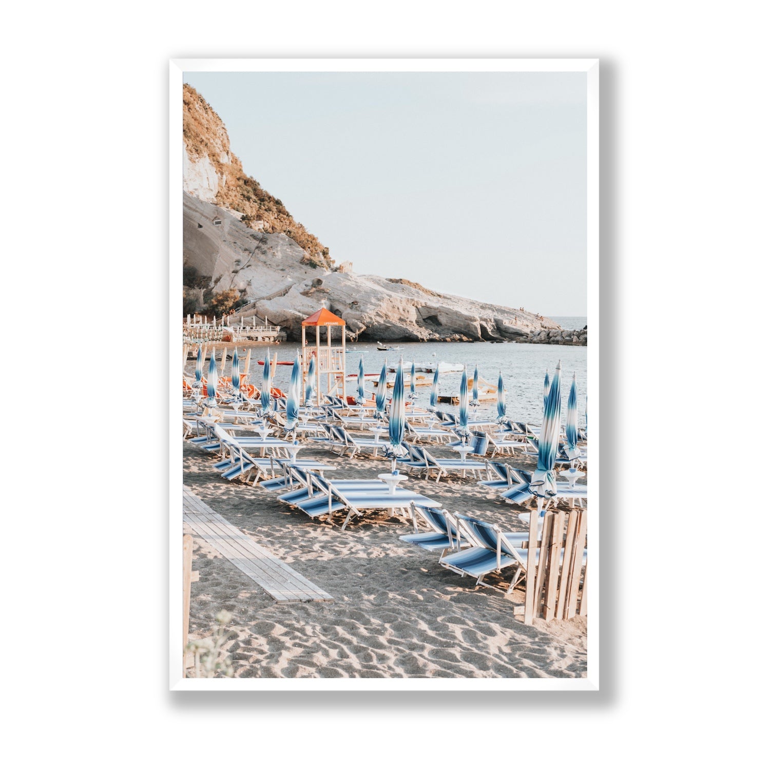 The Golden Hour Ischia Italian coastal wall art Statement full-bleed fine art print in white frame